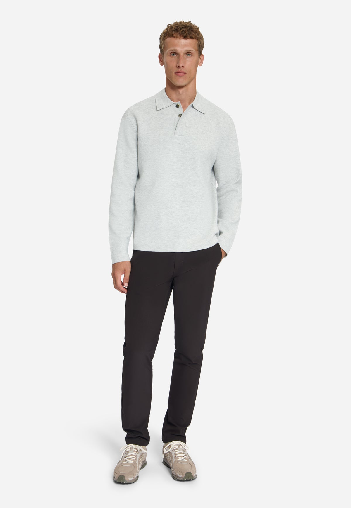 Zachte polo trui | Light Grey Melange