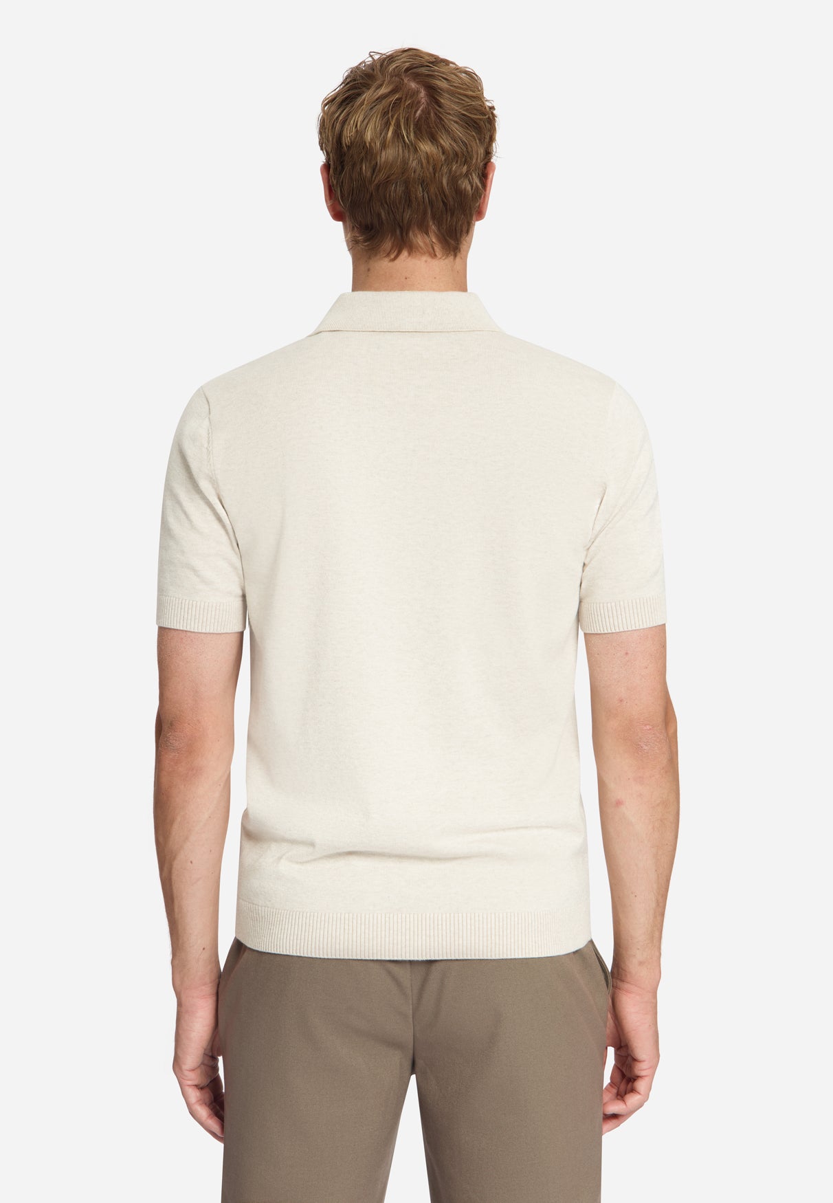 Fijngebreide Zip Polo | Stone