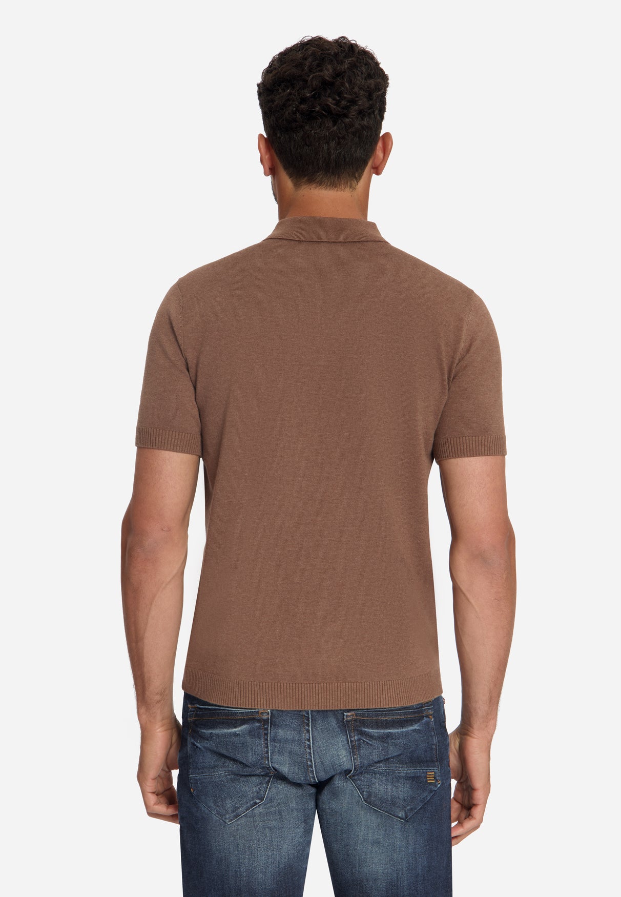 Fijngebreide Zip Polo | Light Brown