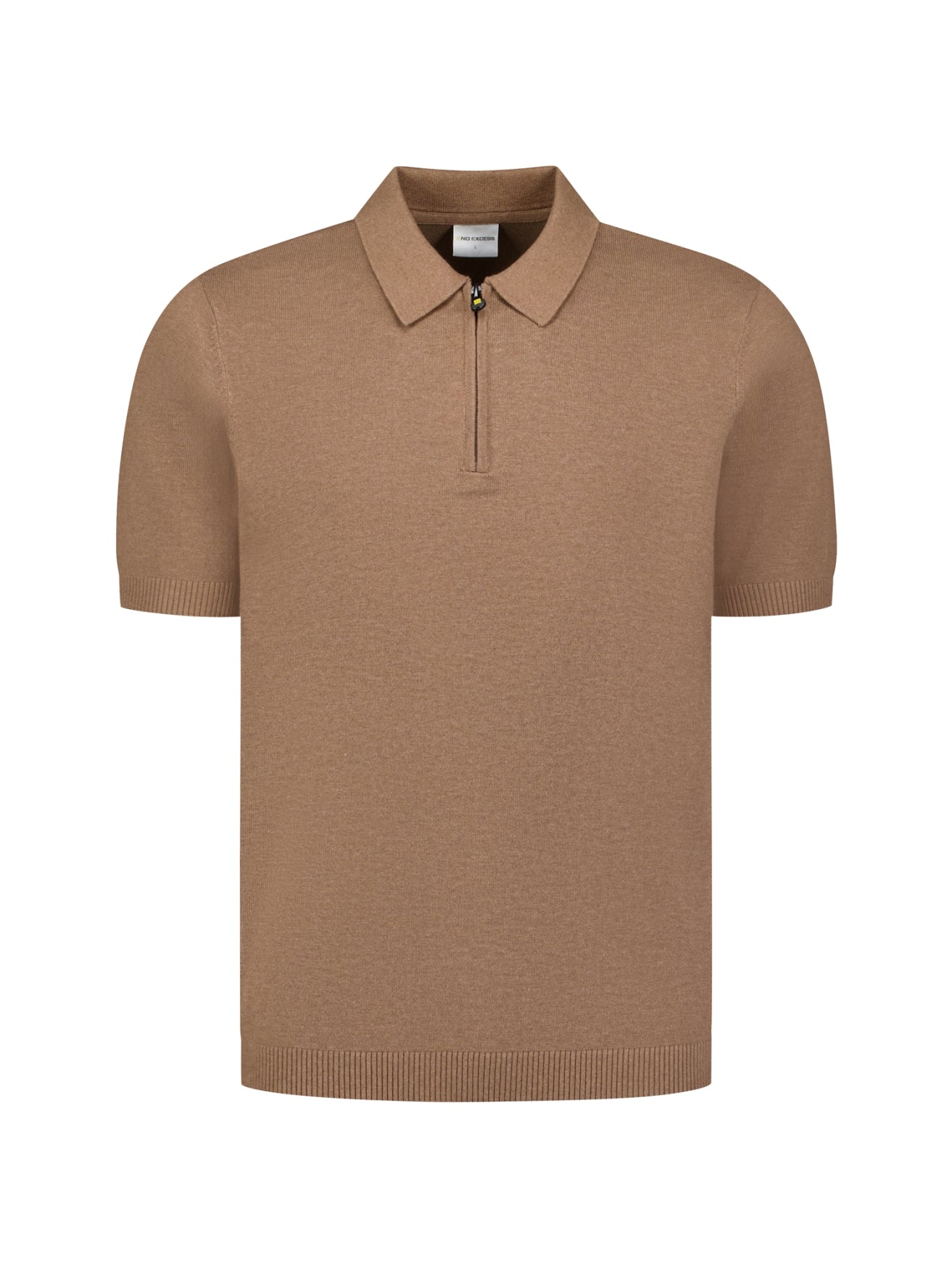 Fijngebreide Zip Polo | Light Brown