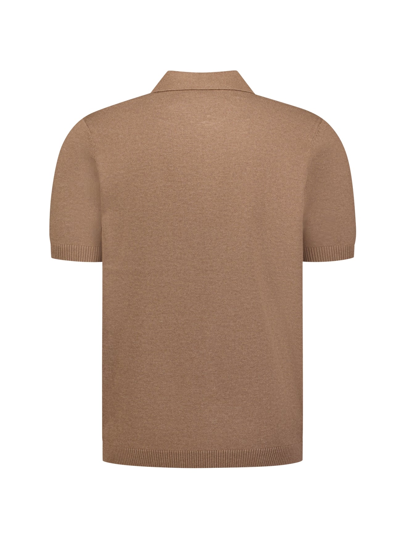 Fijngebreide Zip Polo | Light Brown