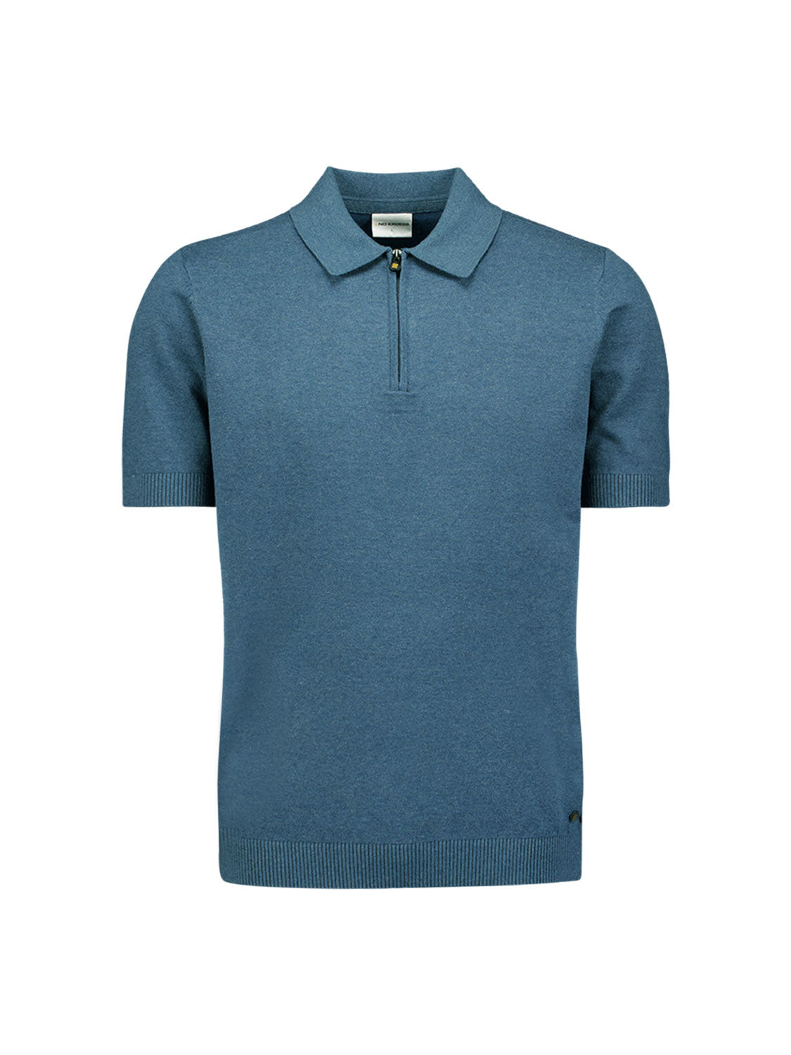 Fijngebreide Zip Polo | Shadow Blue