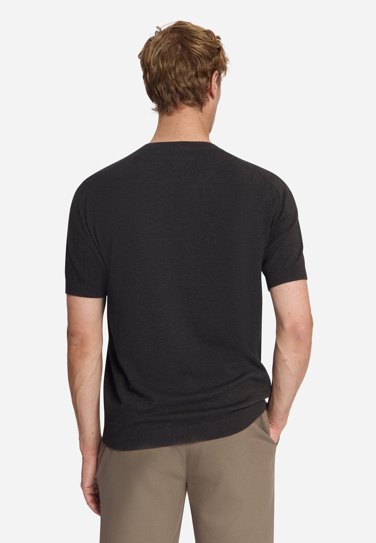 Melange Trui met Korte Mouwen | Dark Brown