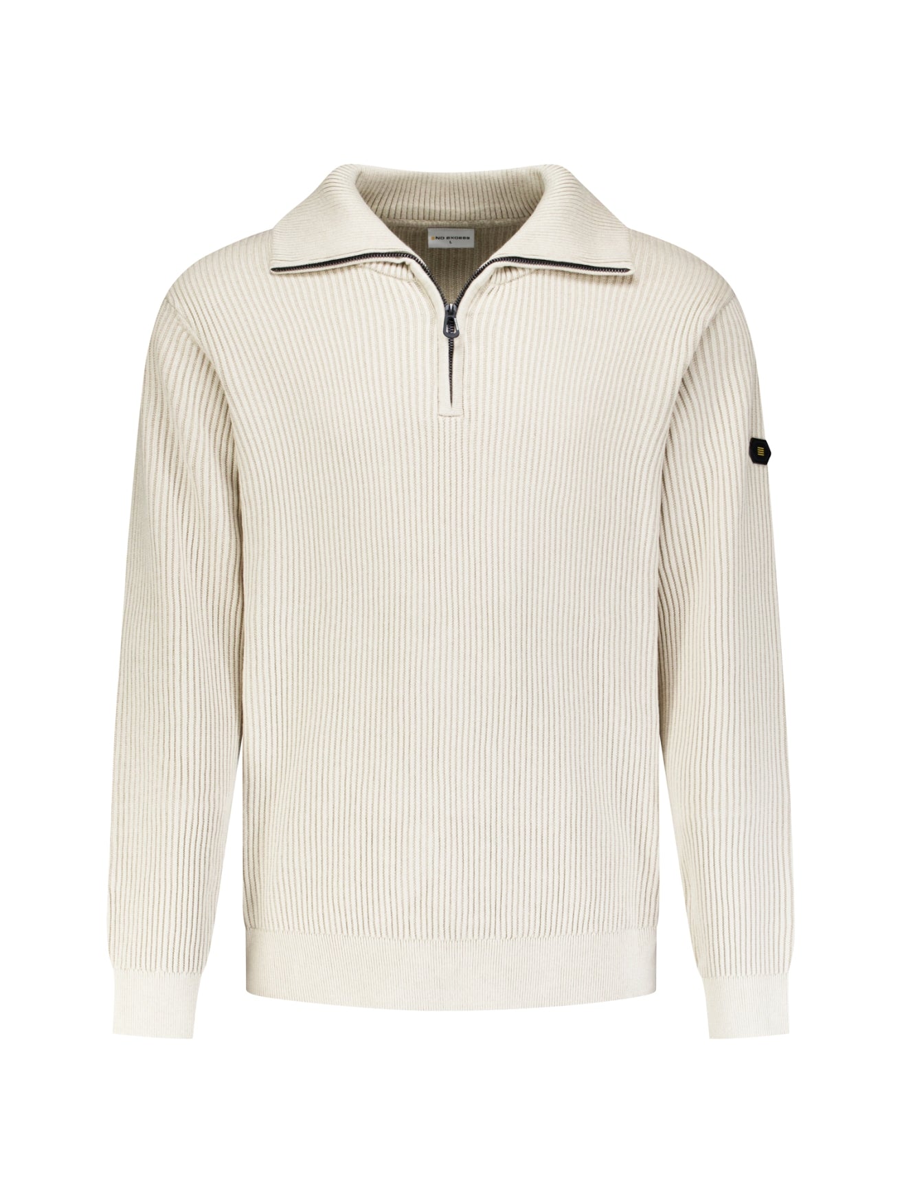 Geribde half-zip trui | Stone