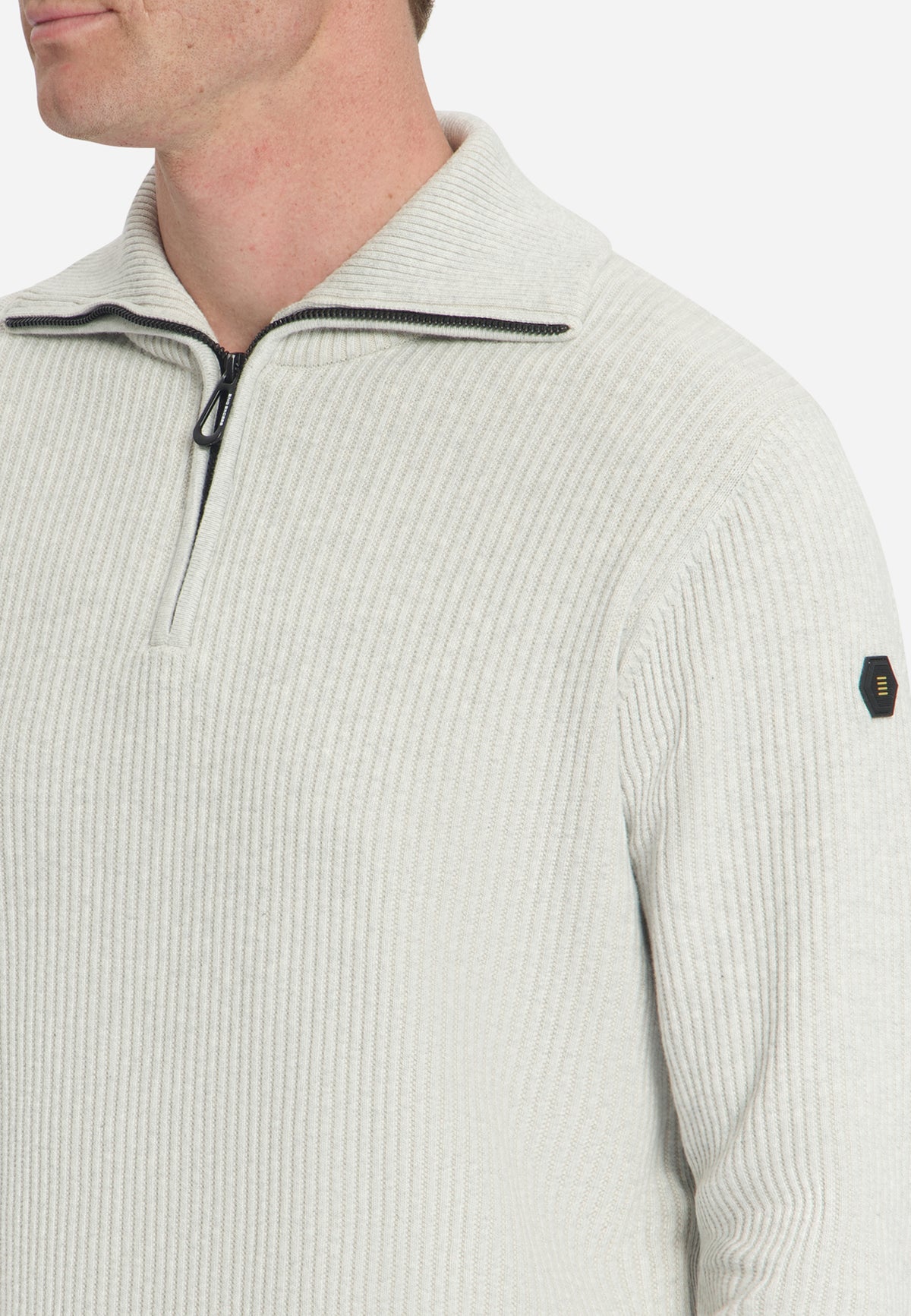 Geribde half-zip trui | Light Grey Melange