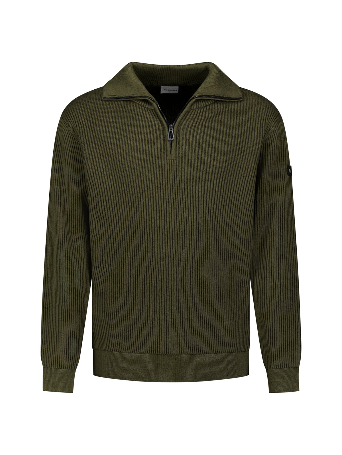 Geribde half-zip trui | Moss