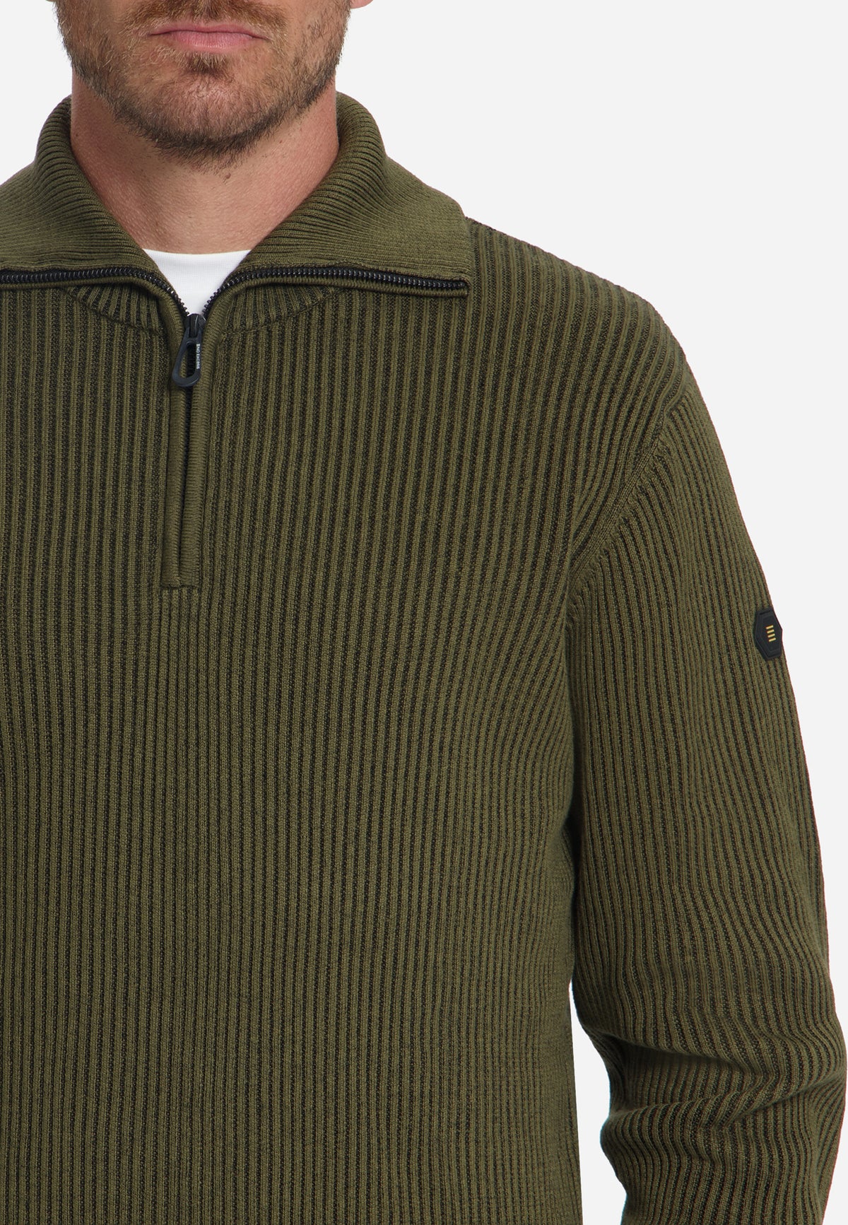 Geribde half-zip trui | Moss