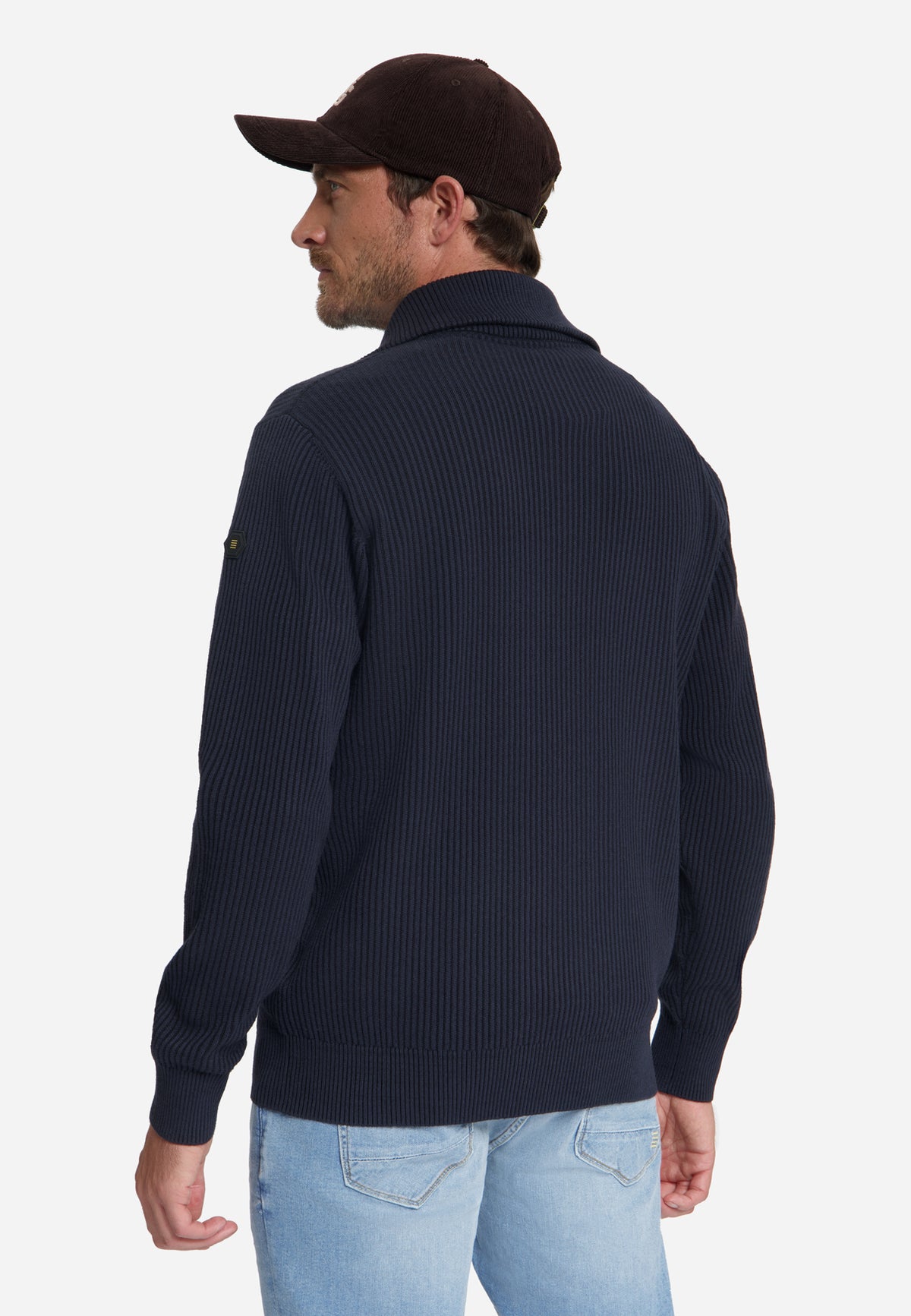 Geribde half-zip trui | Dark Night
