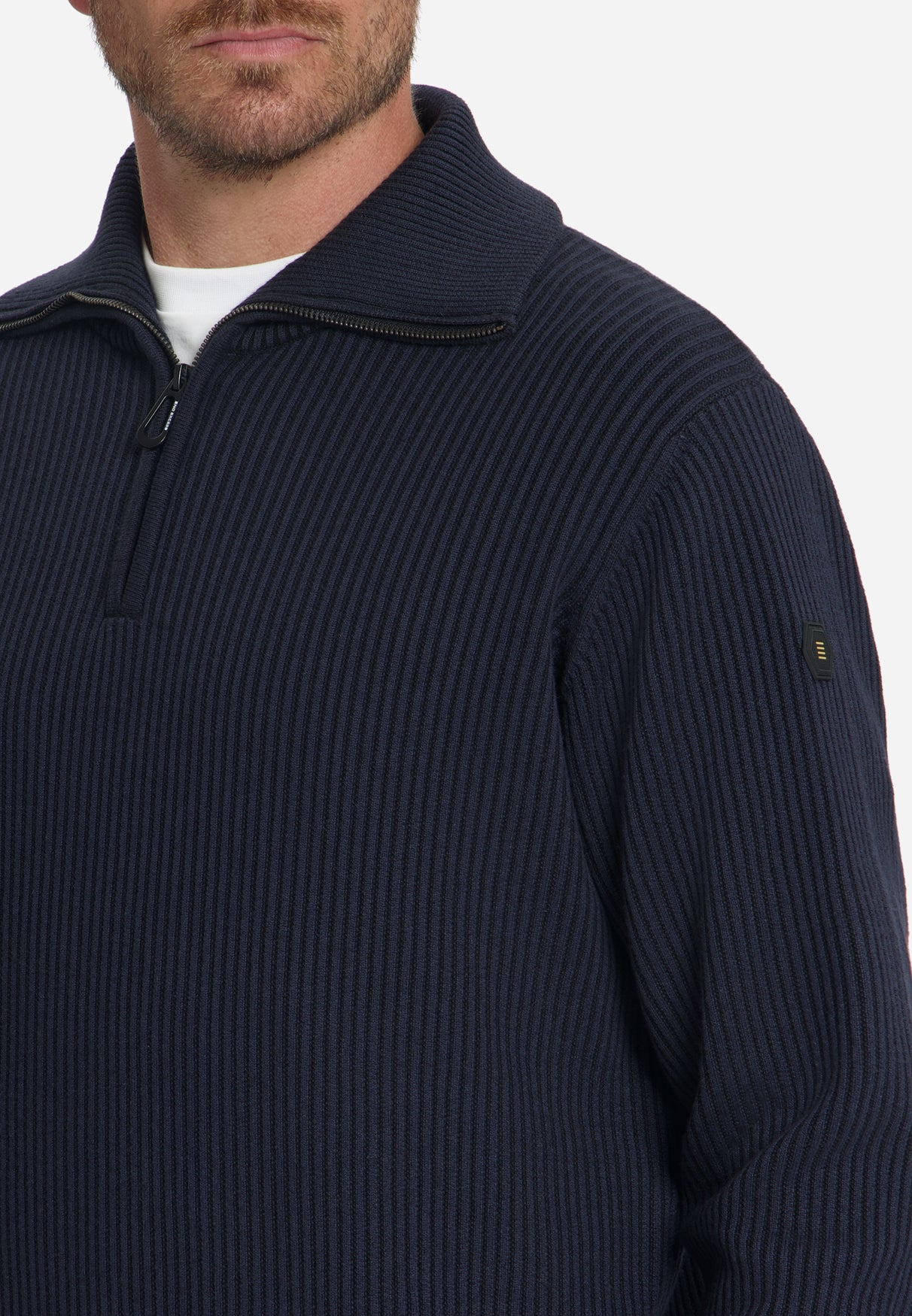 Geribde half-zip trui | Dark Night