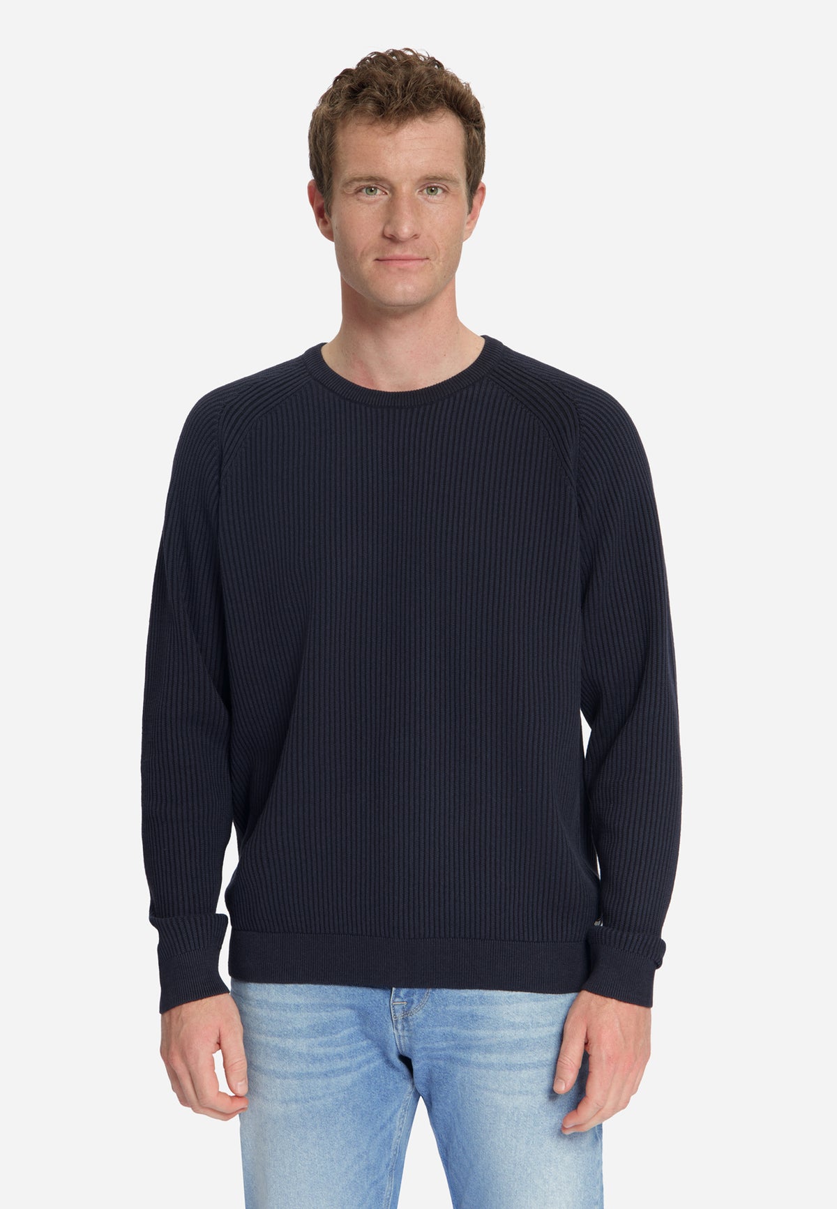 Pullover met ronde hals en tuck stitch | Dark Night