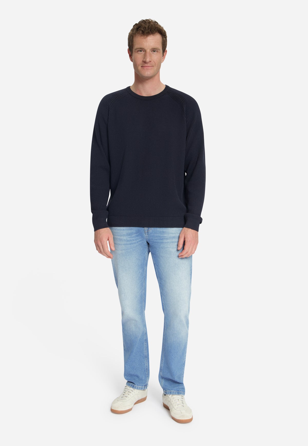 Pullover met ronde hals en tuck stitch | Dark Night