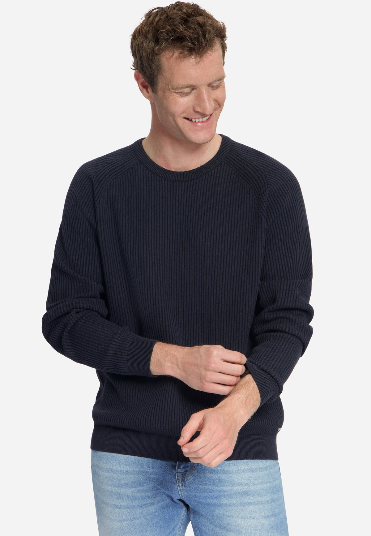 Pullover met ronde hals en tuck stitch | Dark Night