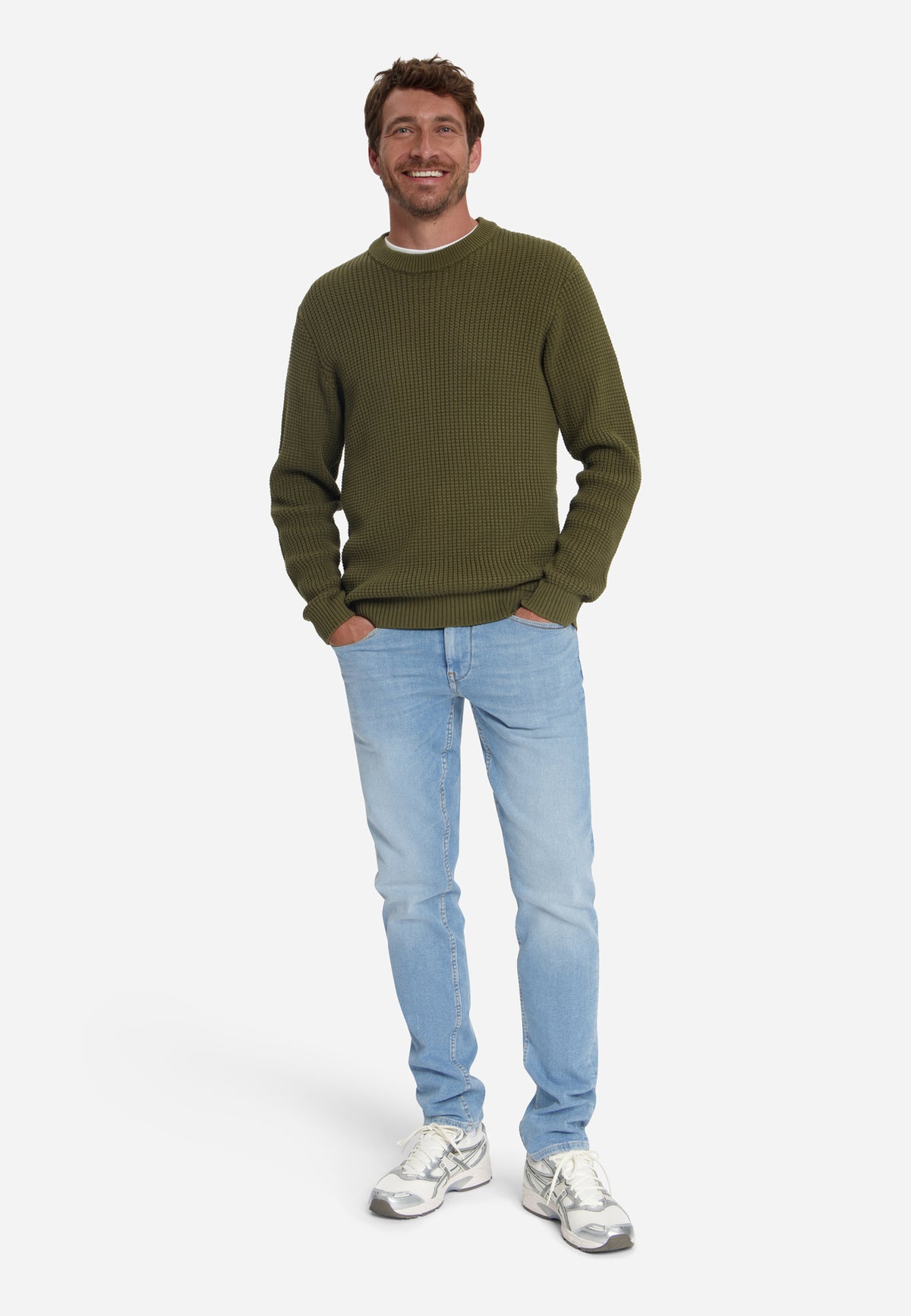 Trui met ronde hals en structuur | Moss
