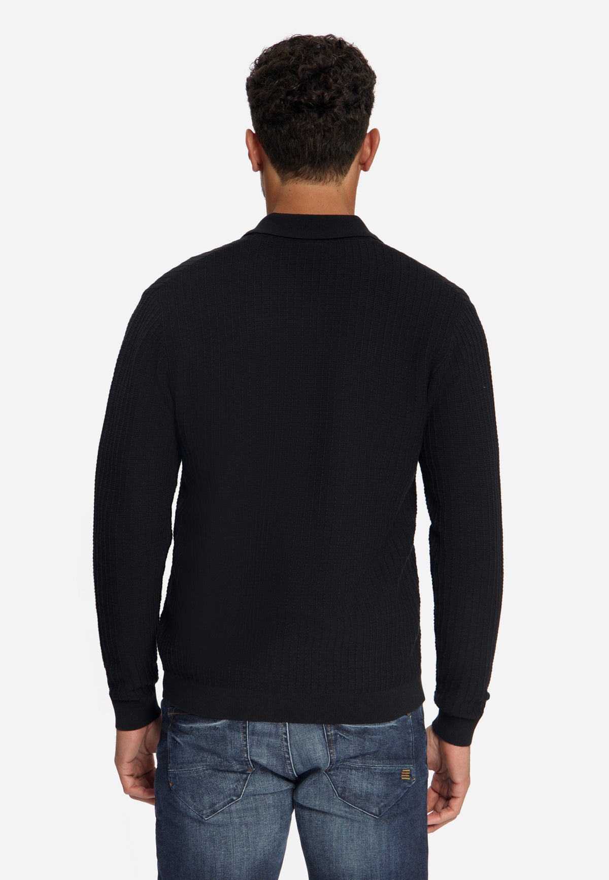 Vest met knopen en structuur | Zwart