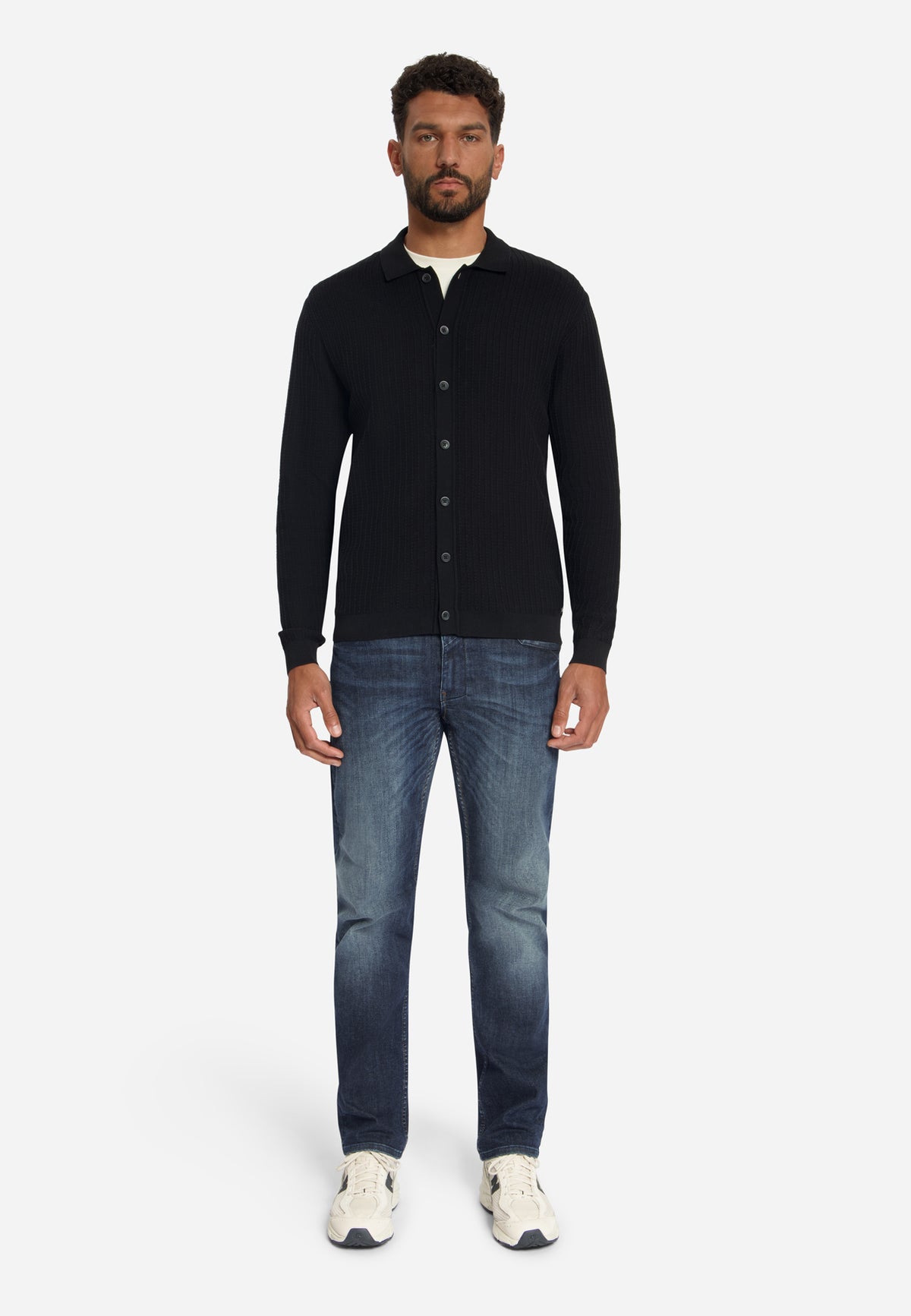 Vest met knopen en structuur | Zwart