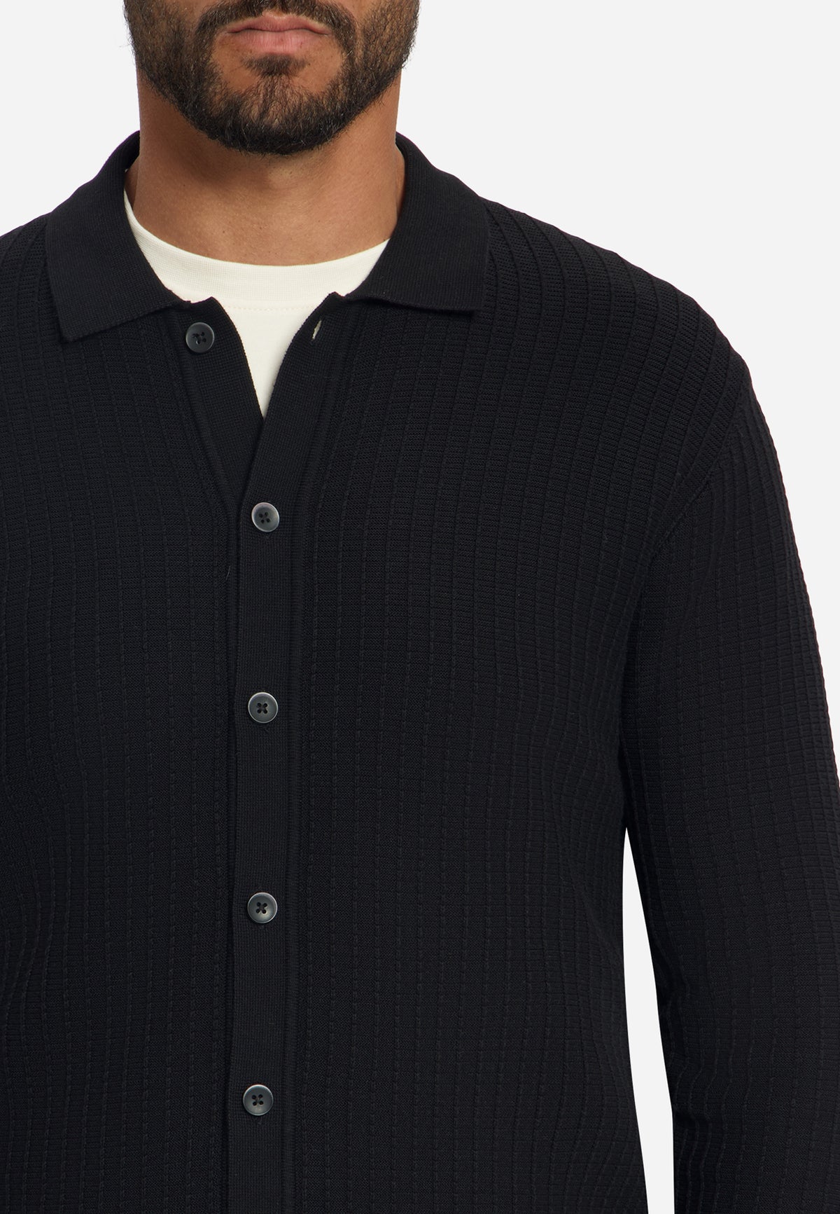 Vest met knopen en structuur | Zwart
