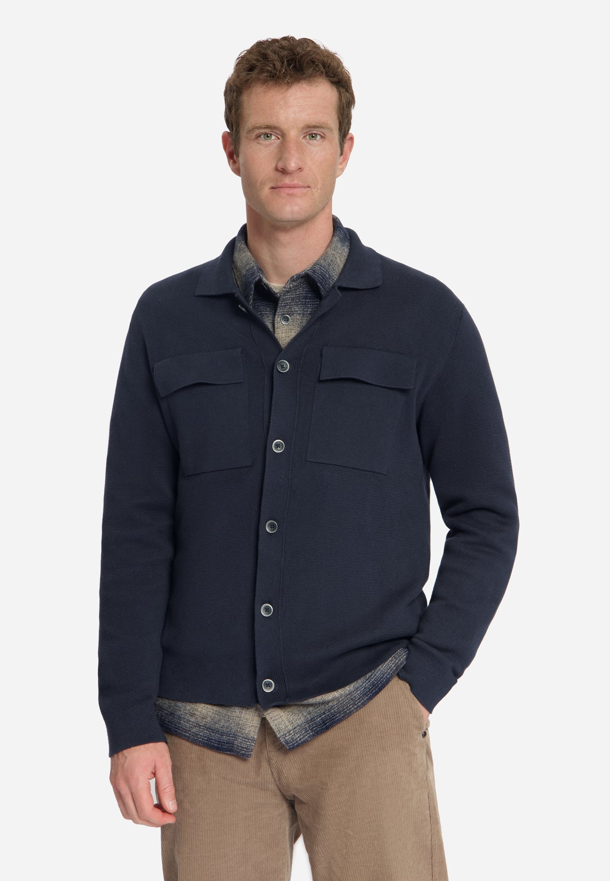 Vest met volledige knoopsluiting, grof gebreid | Dark Night