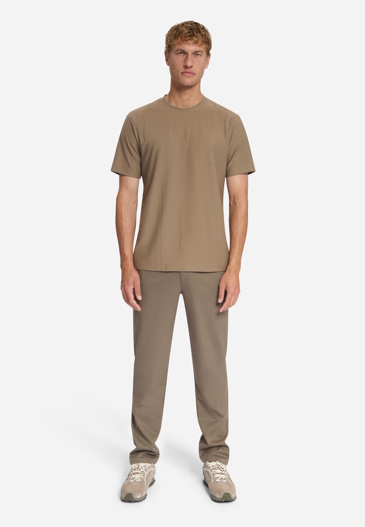 T-shirt met Structuur | Light Brown
