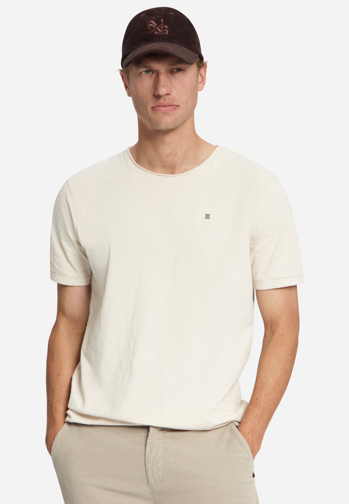 Katoenen Slub T-shirt | Stone