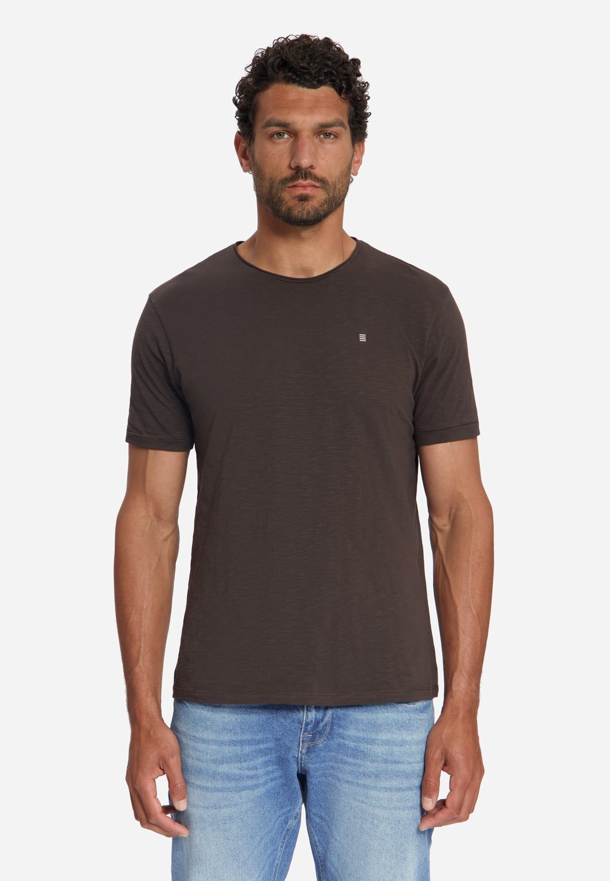 Katoenen Slub T-shirt | Dark Brown