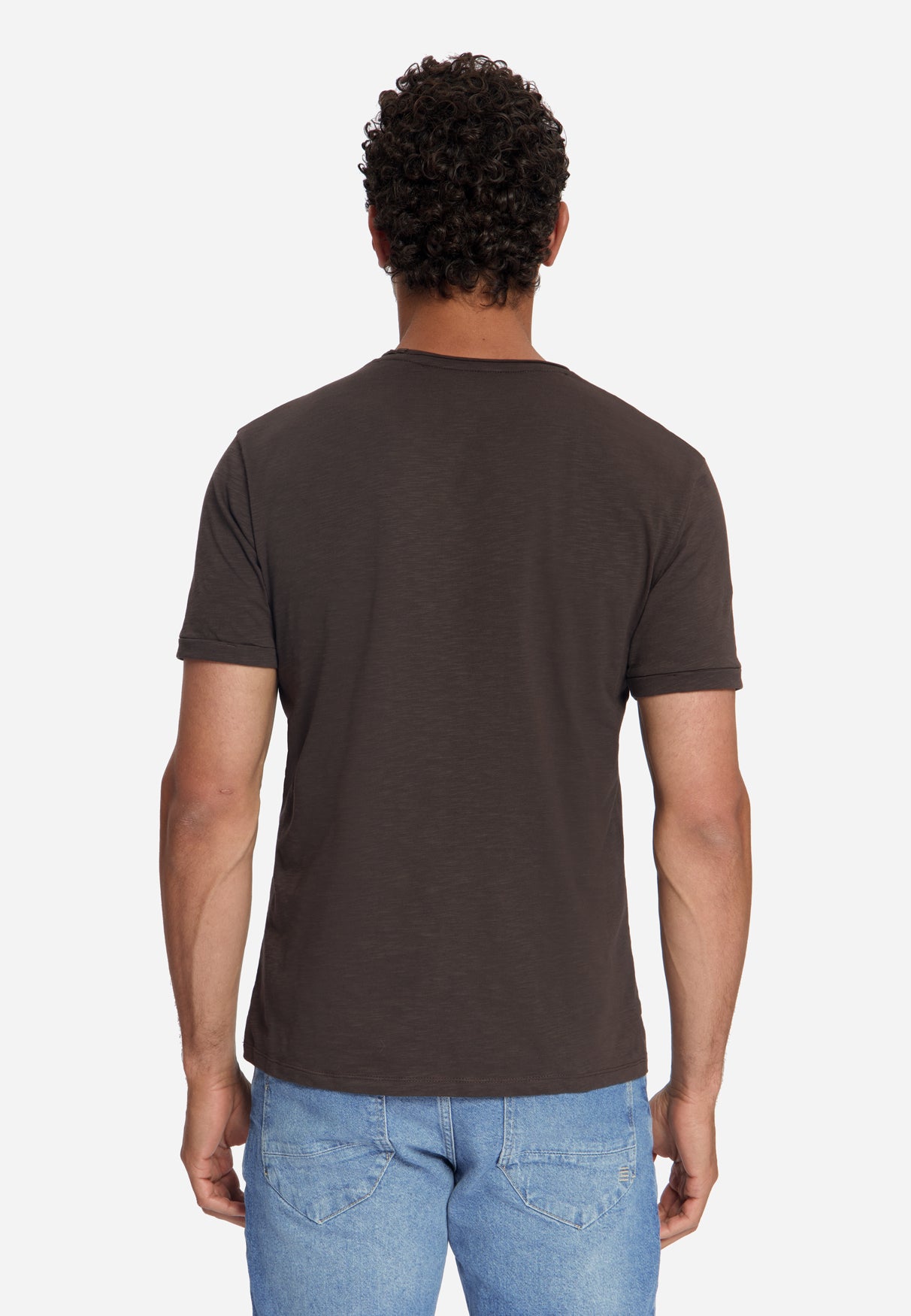 T-shirt van katoen met slub-effect | Dark Brown
