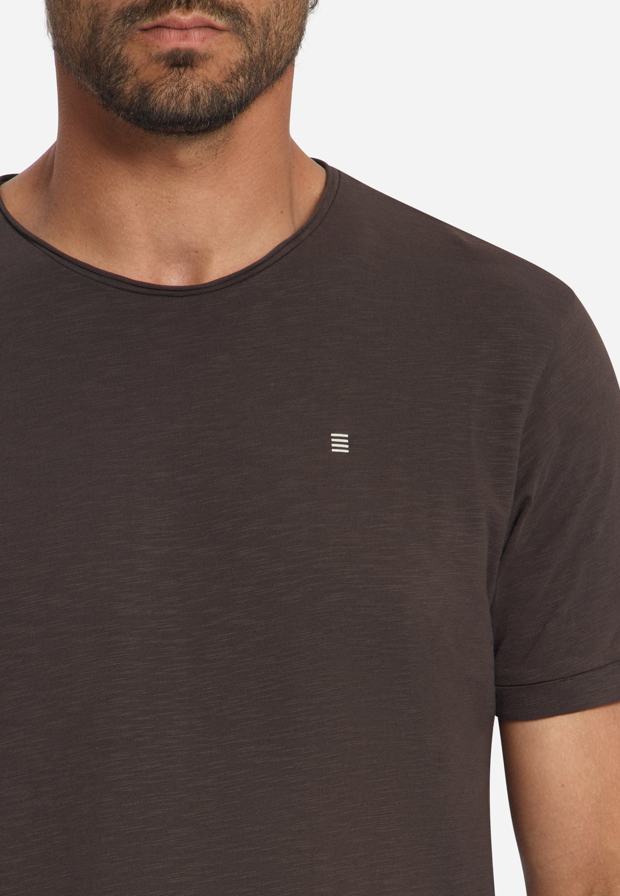 T-shirt van katoen met slub-effect | Dark Brown