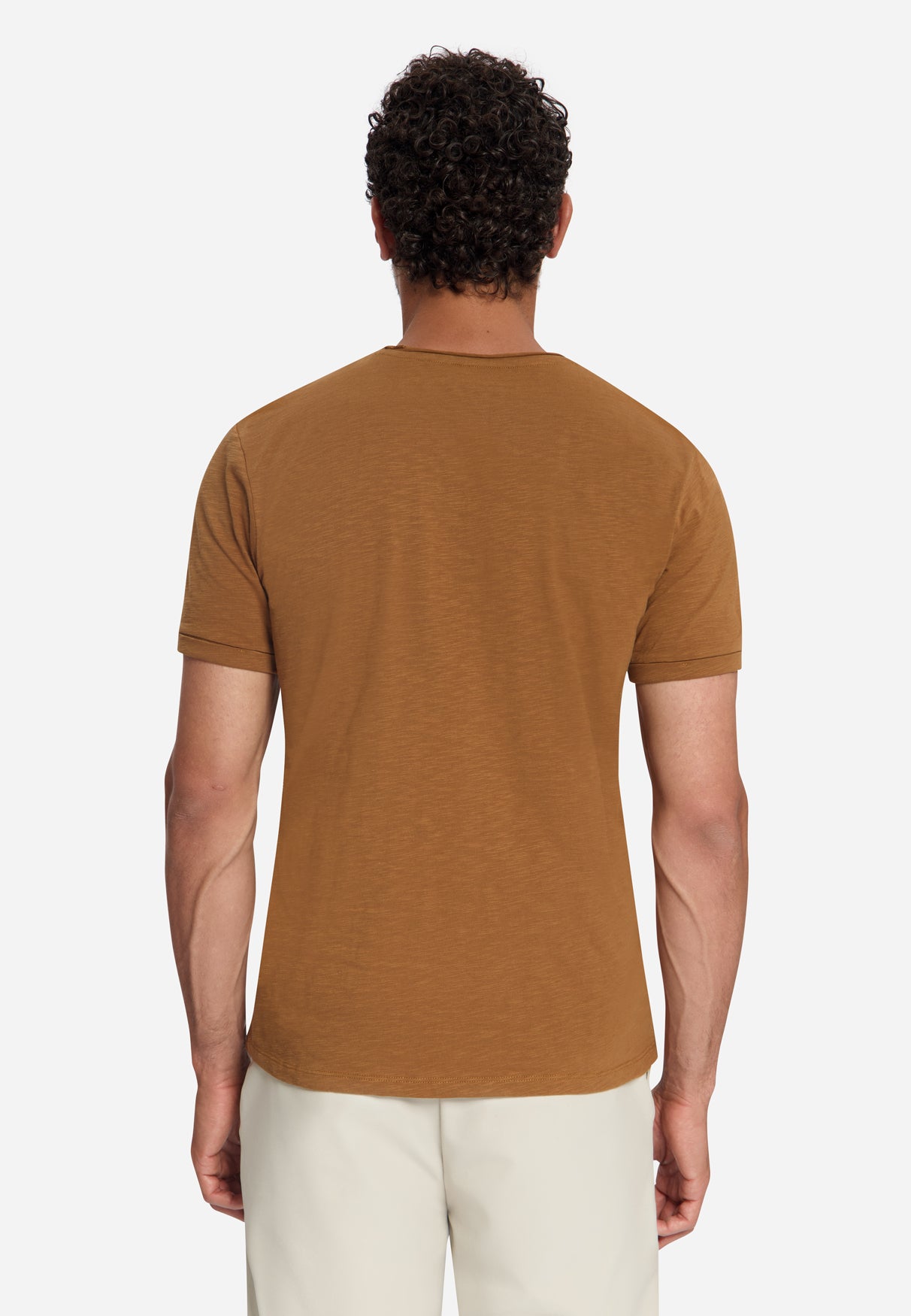 Katoenen Slub T-shirt | Caramel
