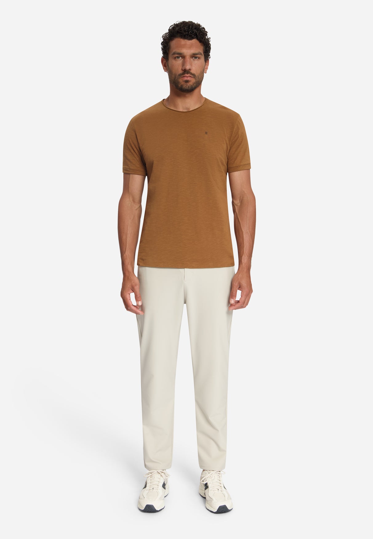 Katoenen Slub T-shirt | Caramel