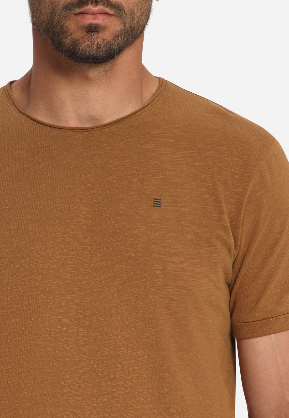 Katoenen Slub T-shirt | Caramel