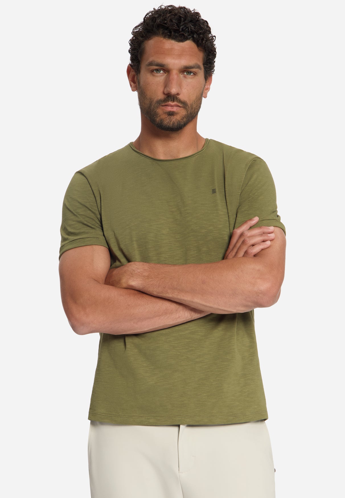 Katoenen Slub T-shirt | Moss
