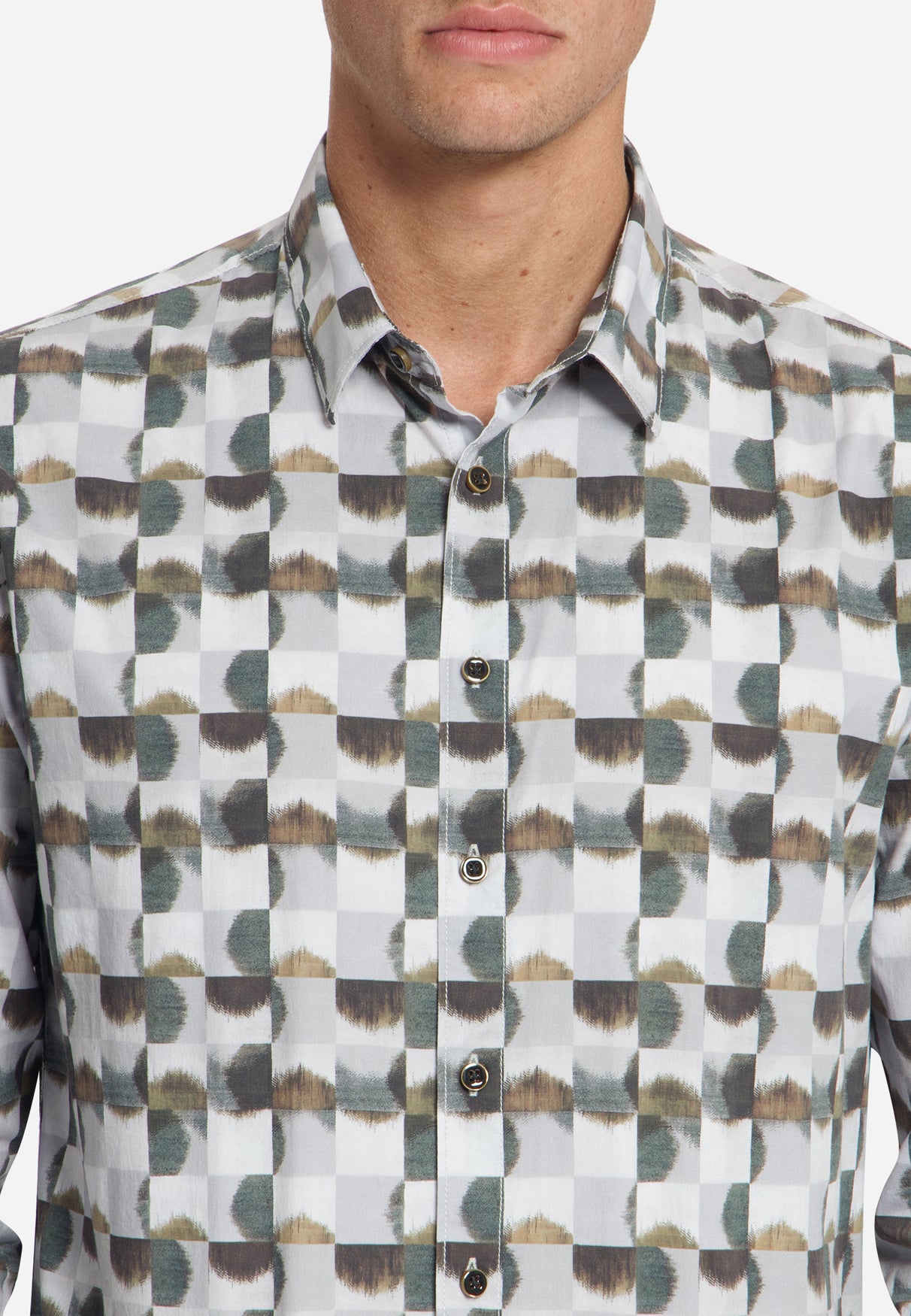 Overhemd met all-over stretchprint | Karamel