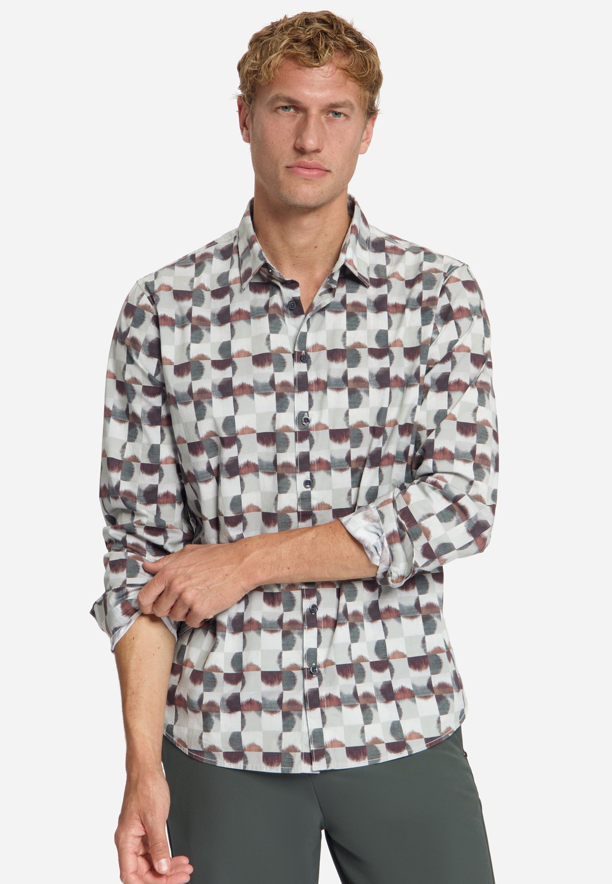 Overhemd met all-over stretchprint | Cayenne