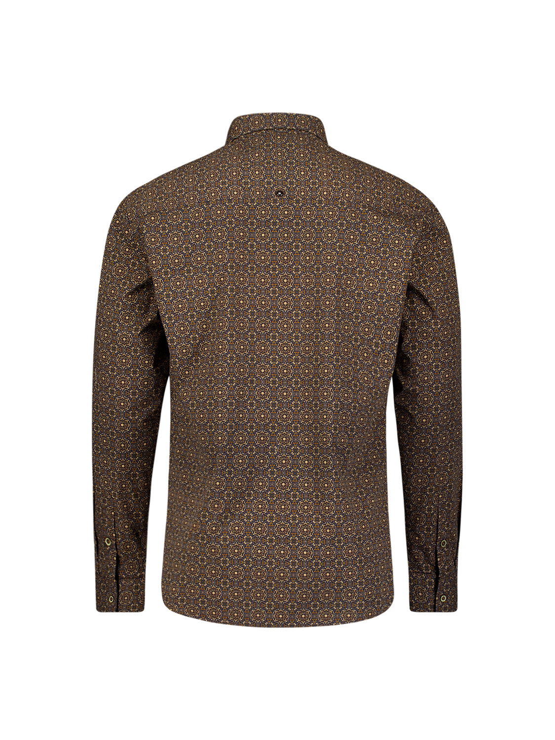 Geometrisch Print Stretch Overhemd | Caramel
