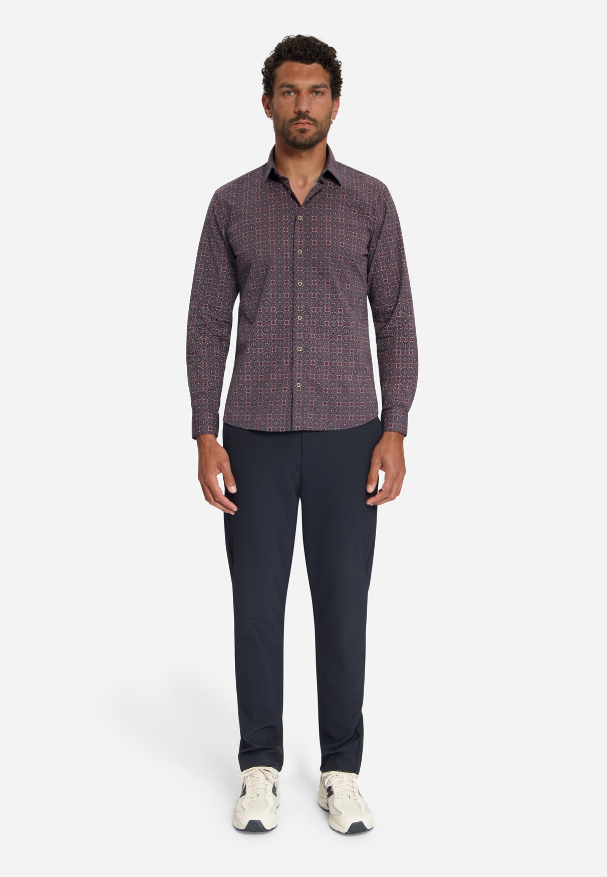 Geometrisch Print Stretch Overhemd | Cayenne