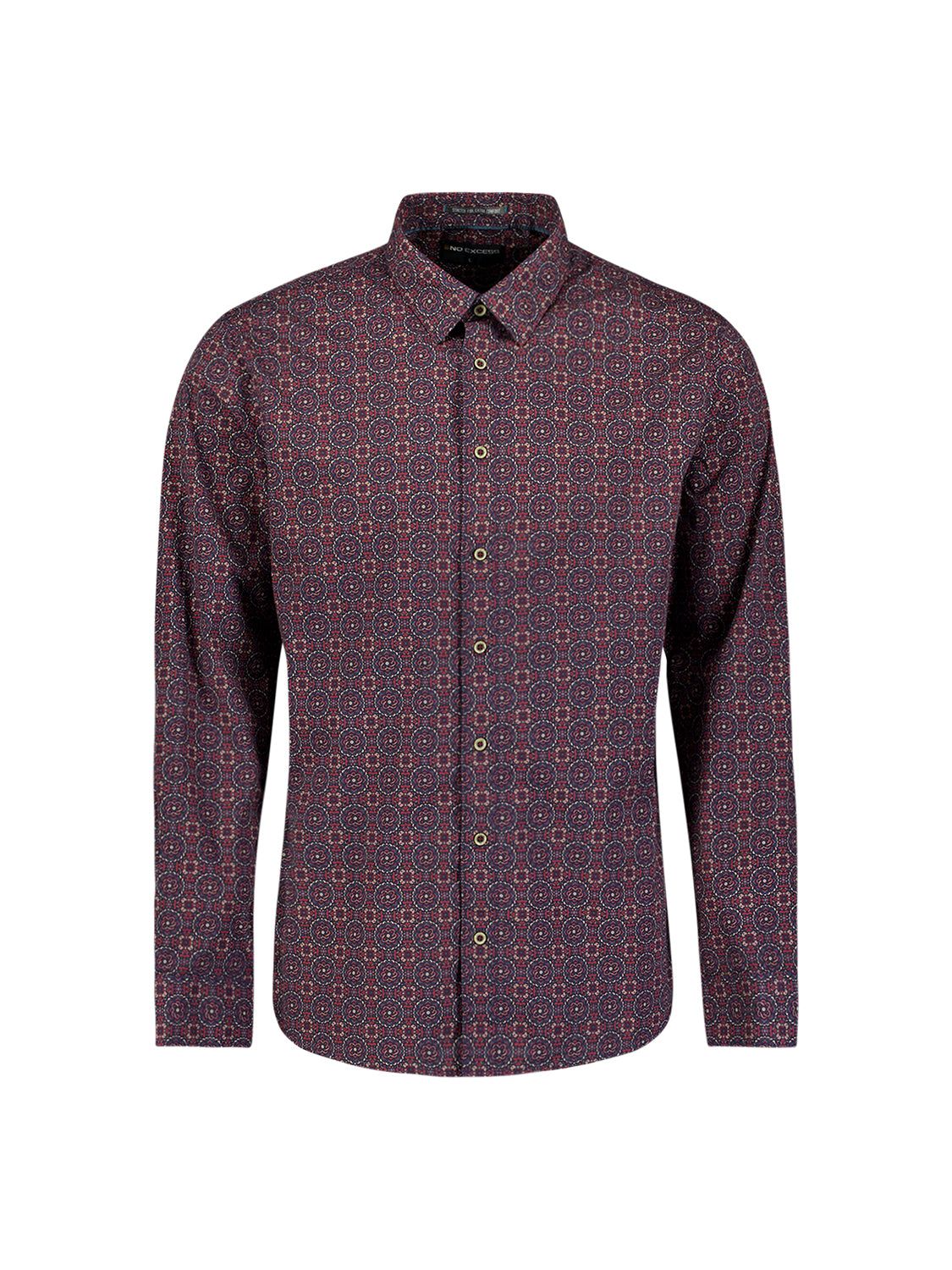 Geometrisch Print Stretch Overhemd | Cayenne
