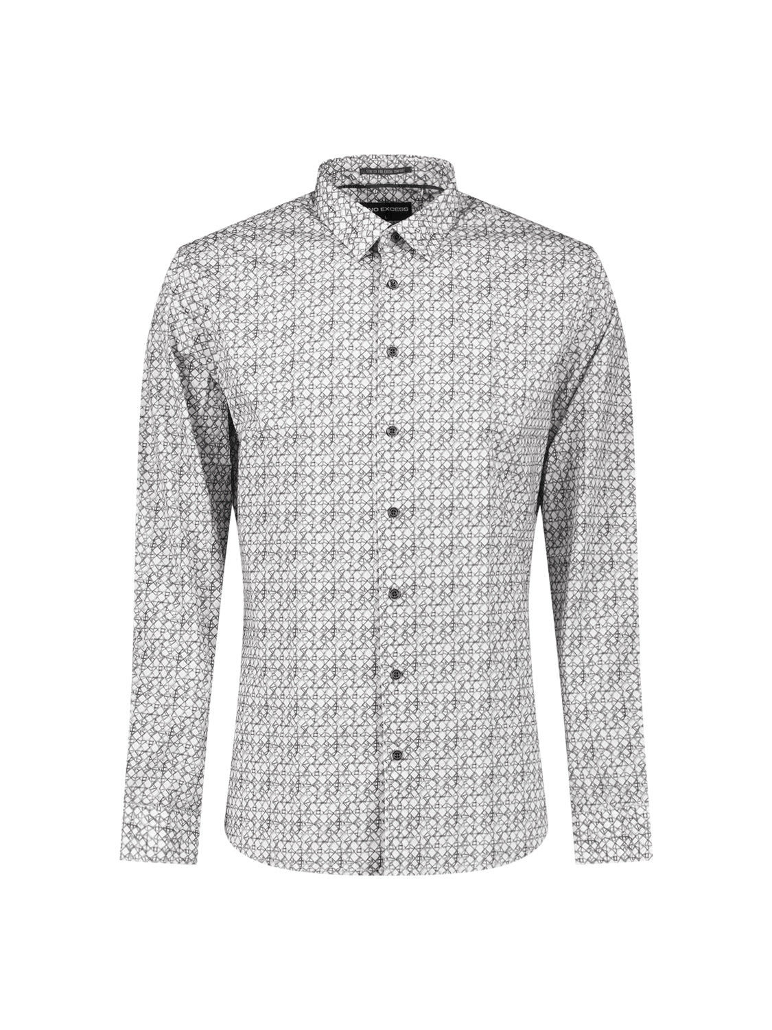 Geprint Stretch Overhemd | Dusty Blue