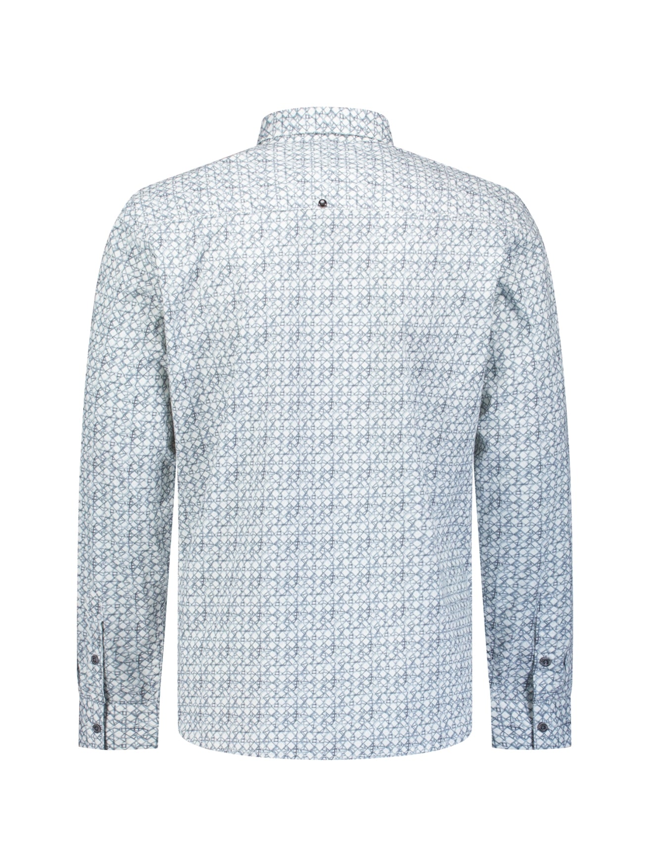Geprint Stretch Overhemd | Dusty Blue