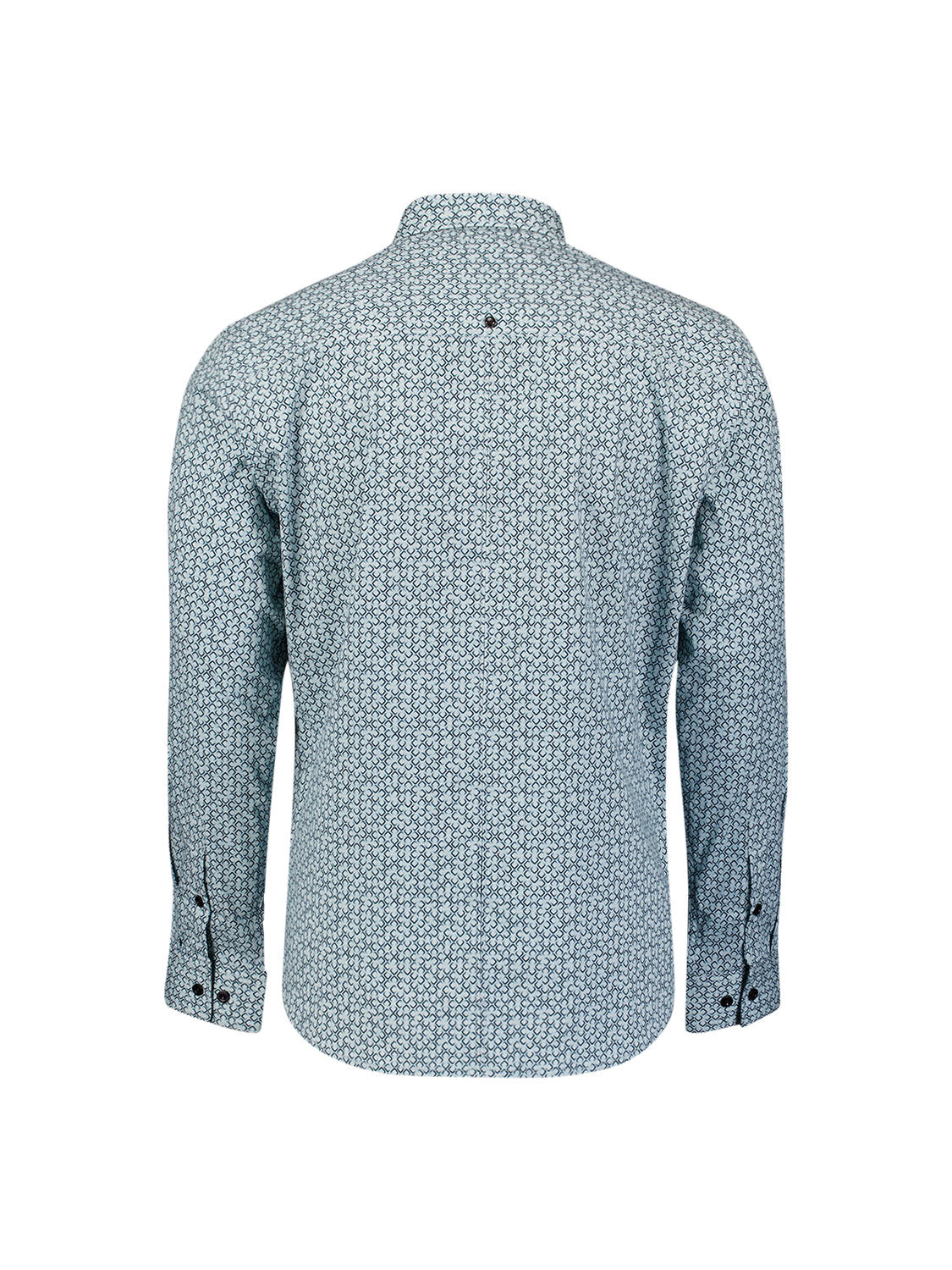 Geprint Stretch Overhemd | Dusty Blue