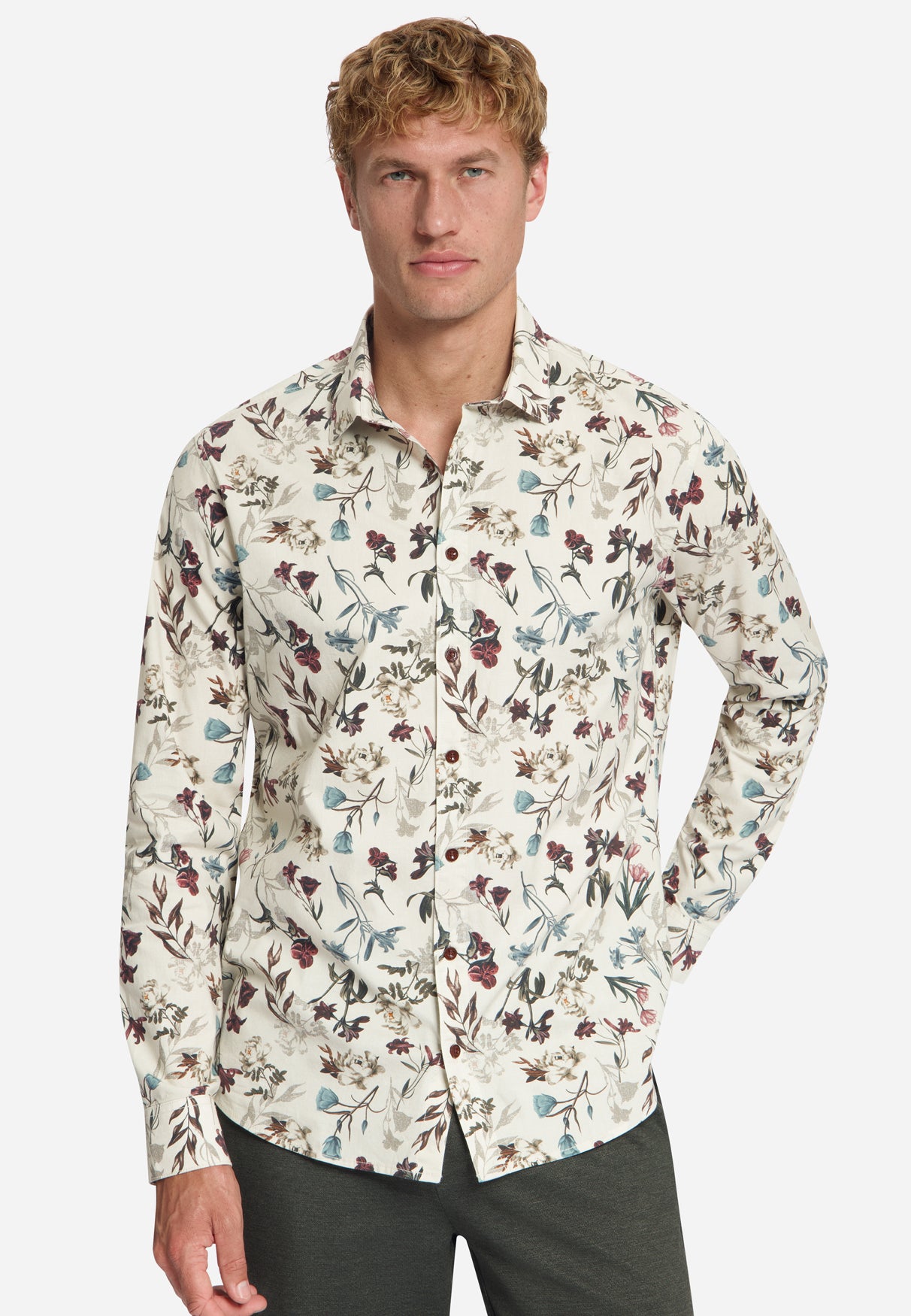Bedrukt stretchshirt | Stone