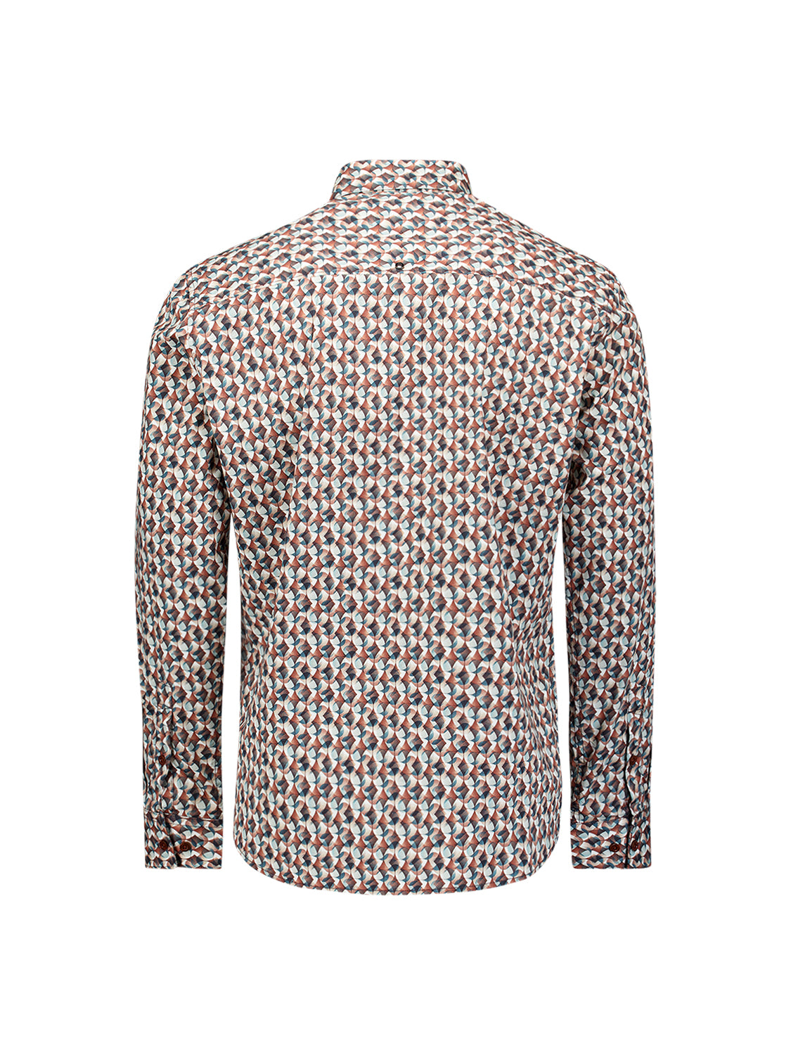 Stretch overhemd met all-over print | Caramel
