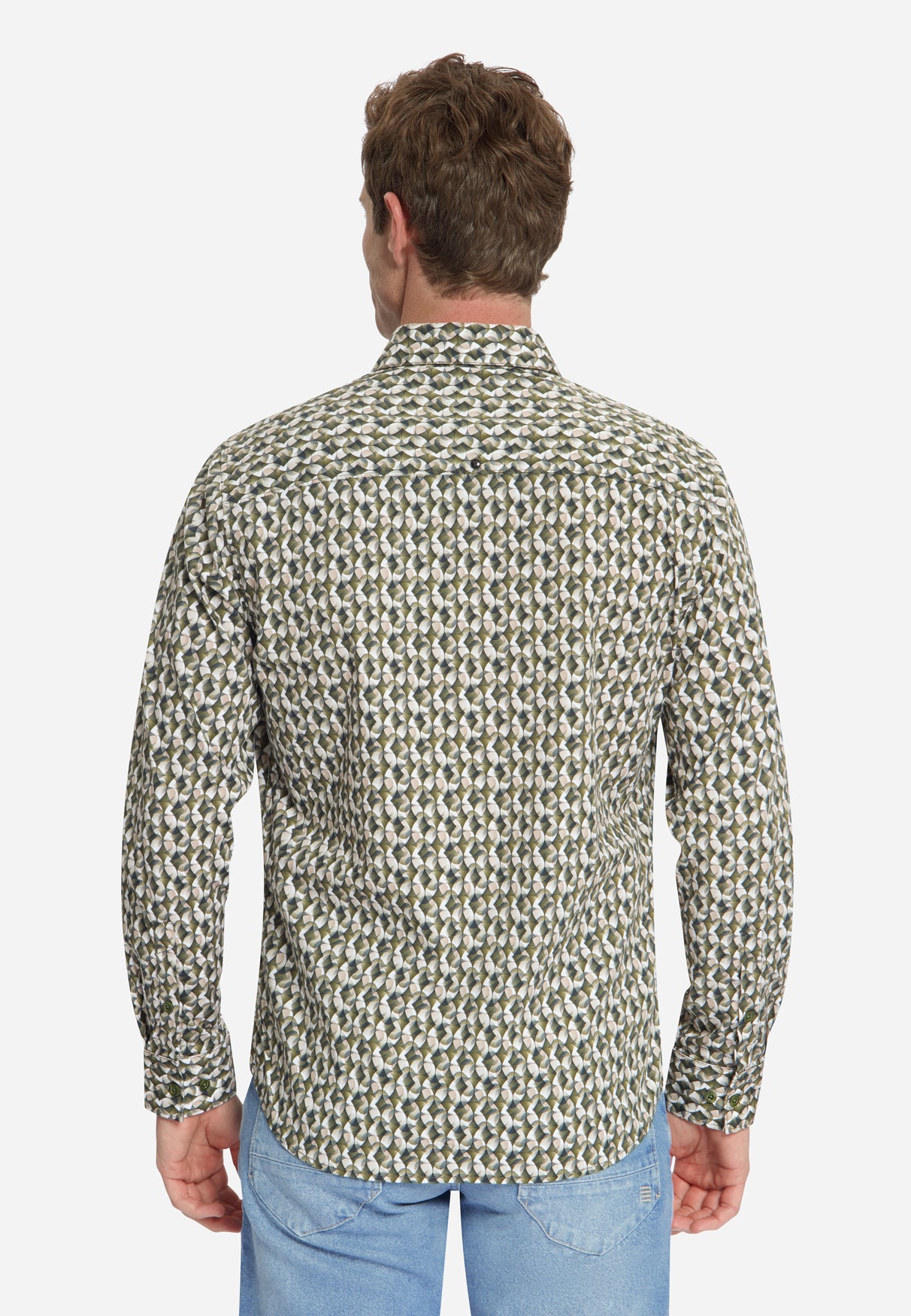 Stretch overhemd met all-over print | Moss