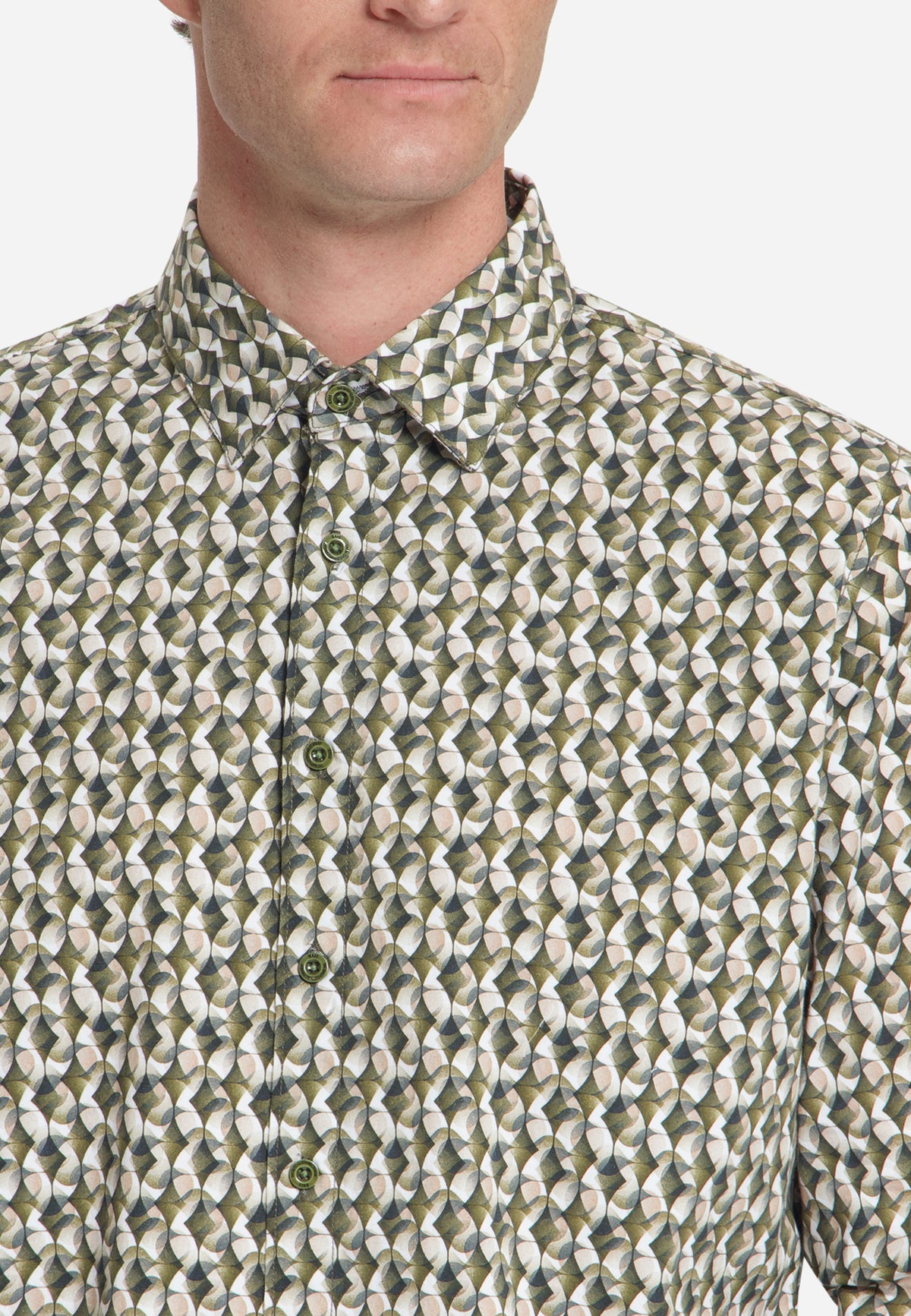 Stretch overhemd met all-over print | Moss
