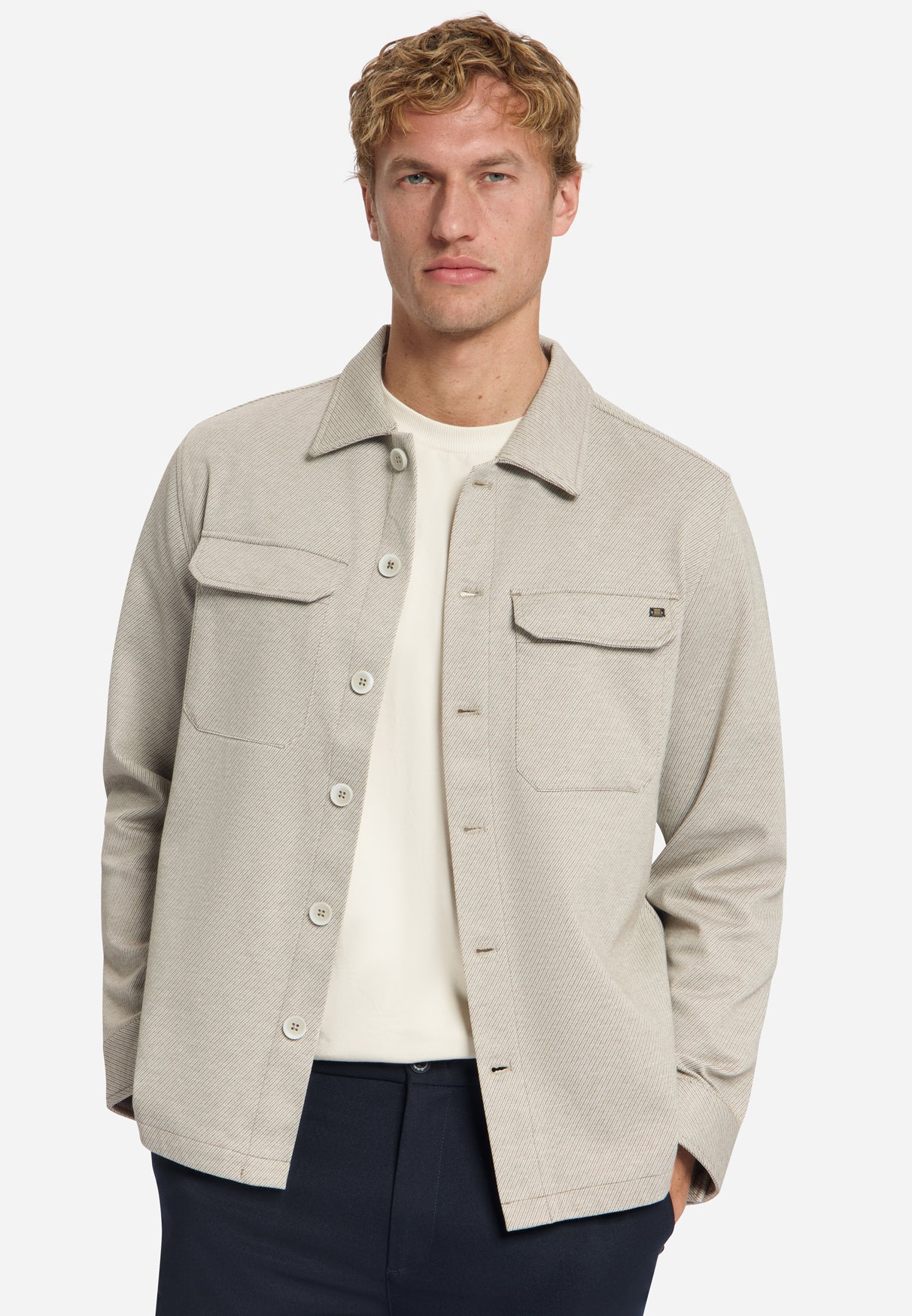 Melange Twill Overshirt | Light Brown