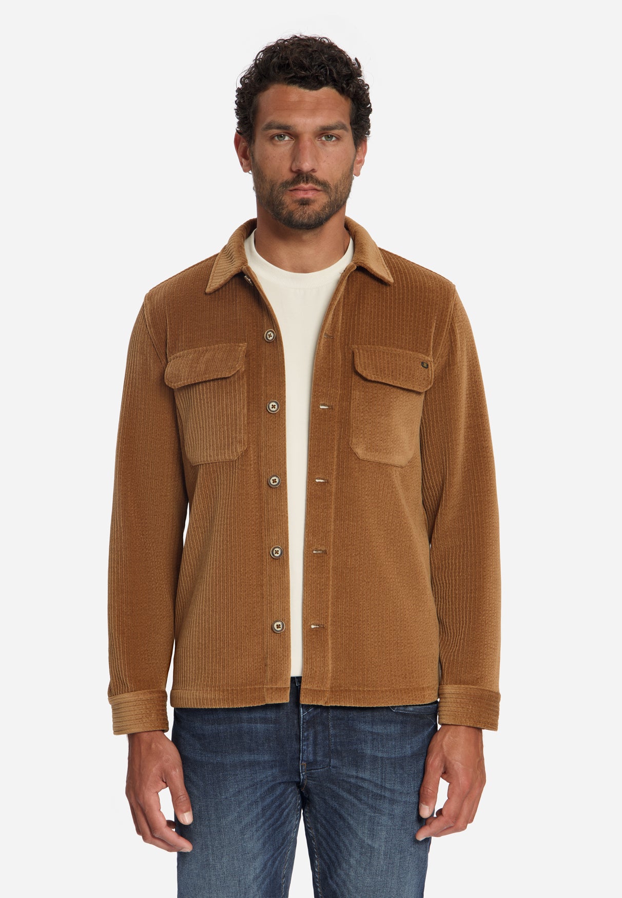 Stretch Cord Overshirt | Caramel
