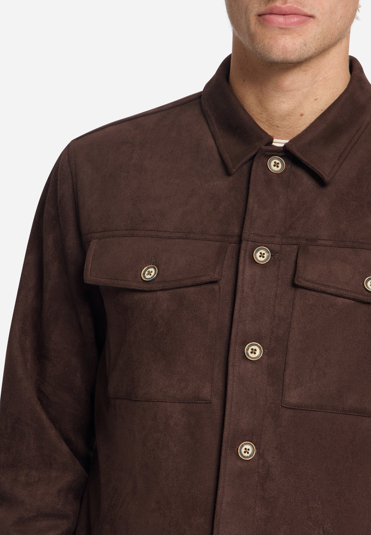 Overshirt met suèdelook | Dark Brown