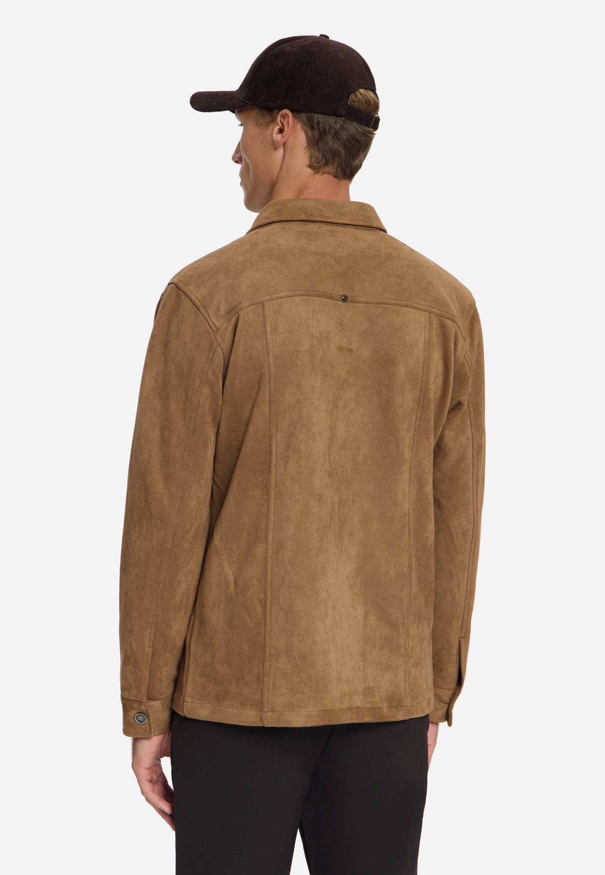 Overshirt met suèdelook | Caramel