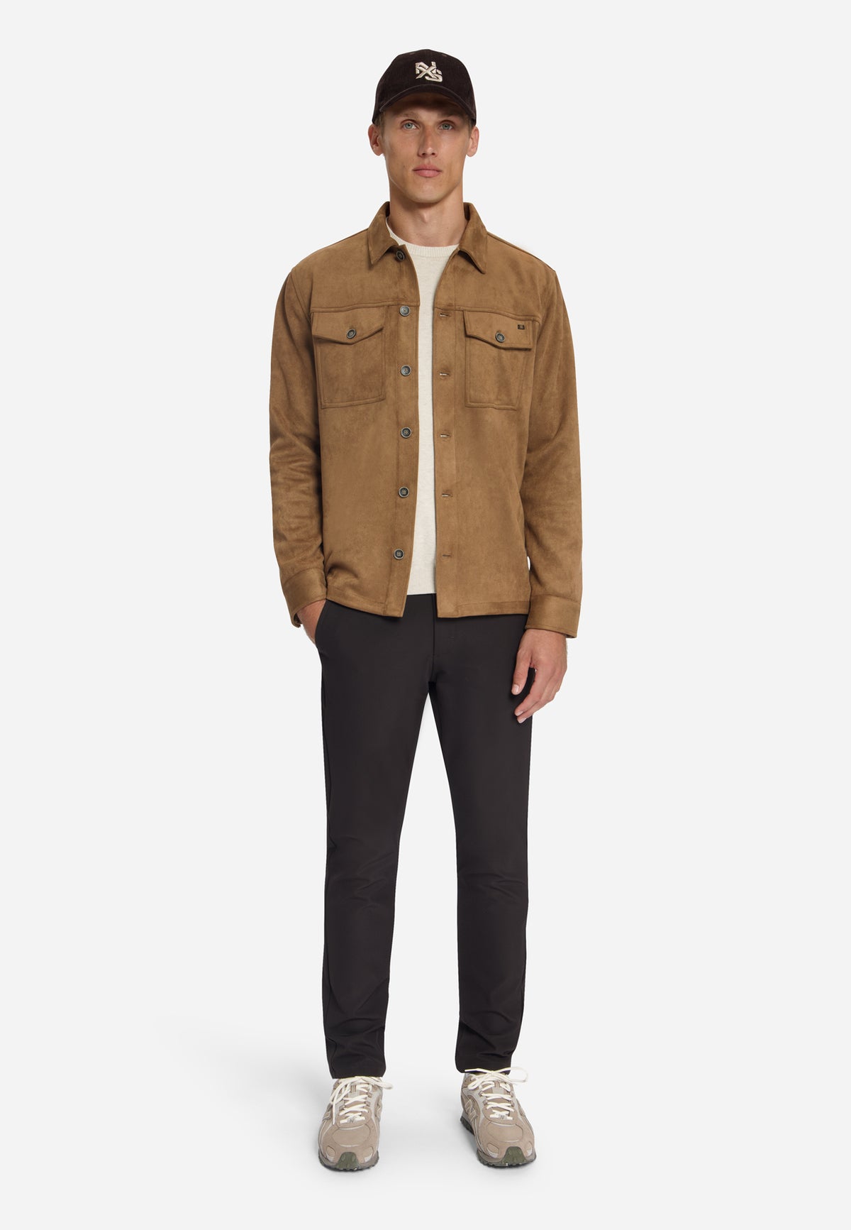Overshirt met suèdelook | Caramel