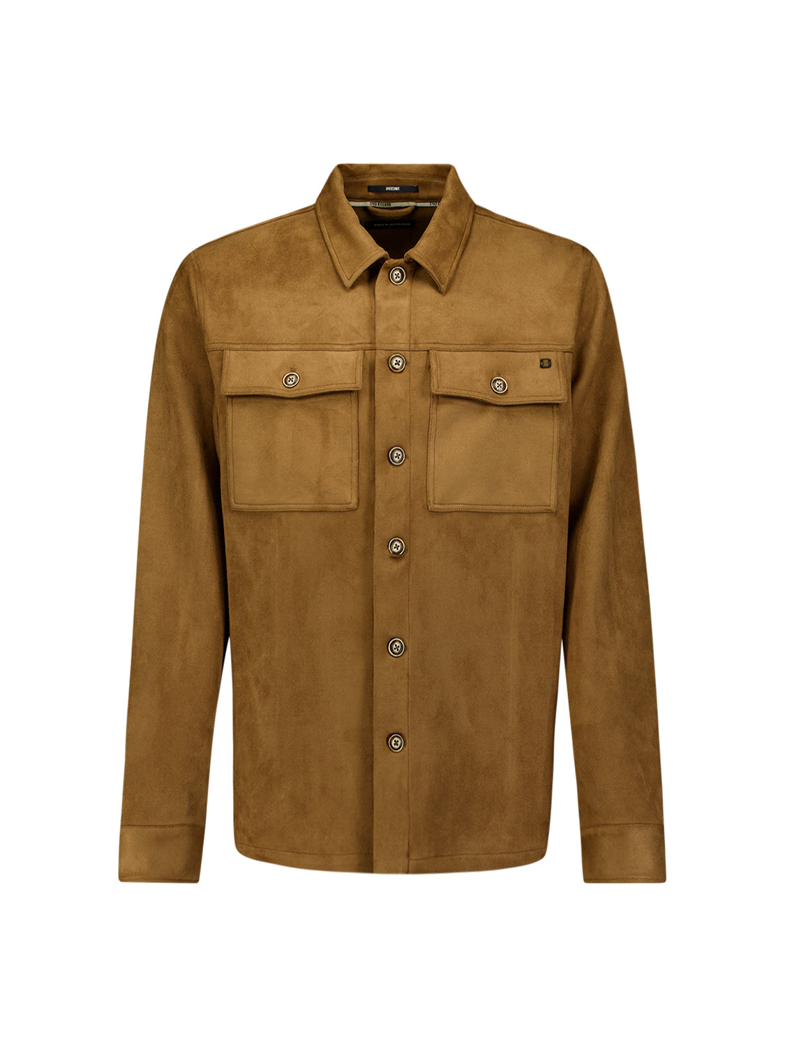 Overshirt met suèdelook | Caramel