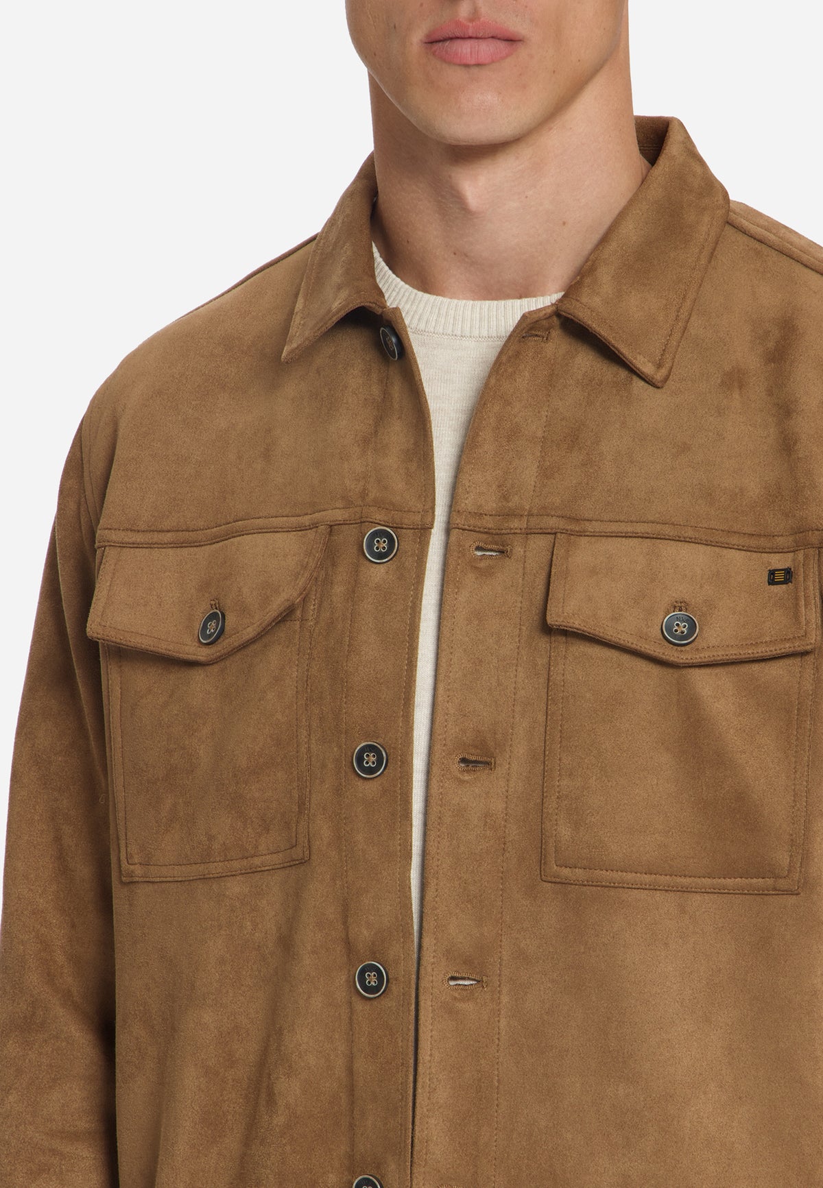 Overshirt met suèdelook | Caramel