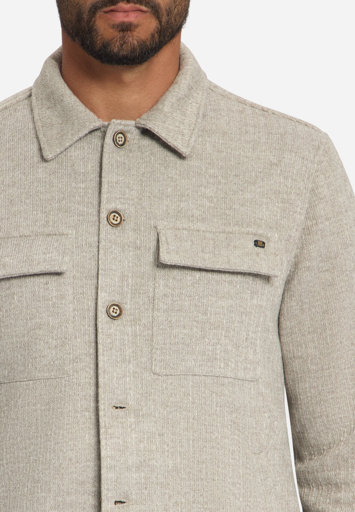 Overshirt met wollook | Cement